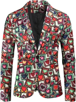 LCMTWX Mens Blazers Men's Fashion Coat Casual Pocket Button Suit Jacket Buckle Loved Printed Silk Pajama Suit Men