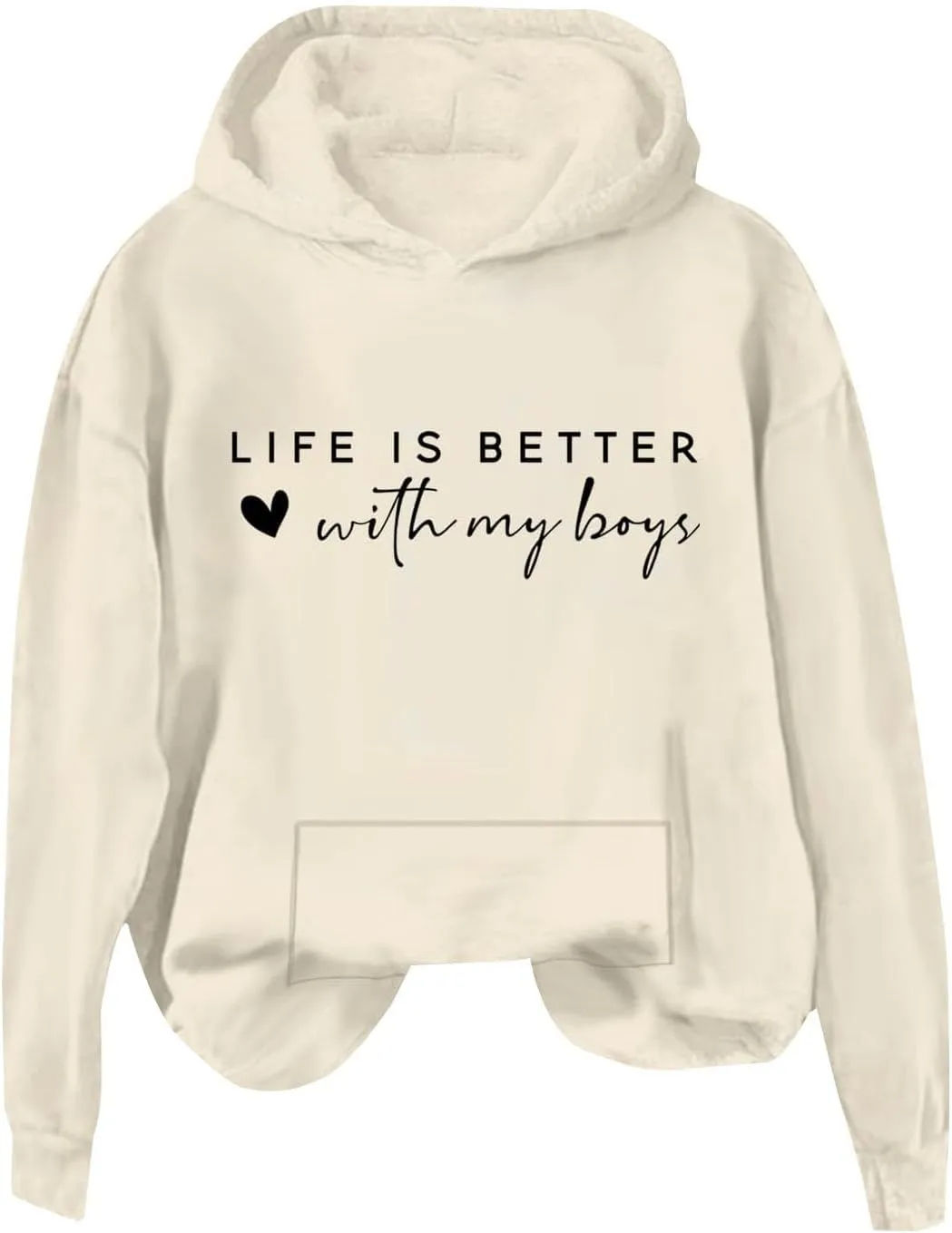 Life Is Better With My Boys Sweatshirt for Women, Mom Life Letter Print Long Sleeve Funny Pullover Hoodie Sweatshirt