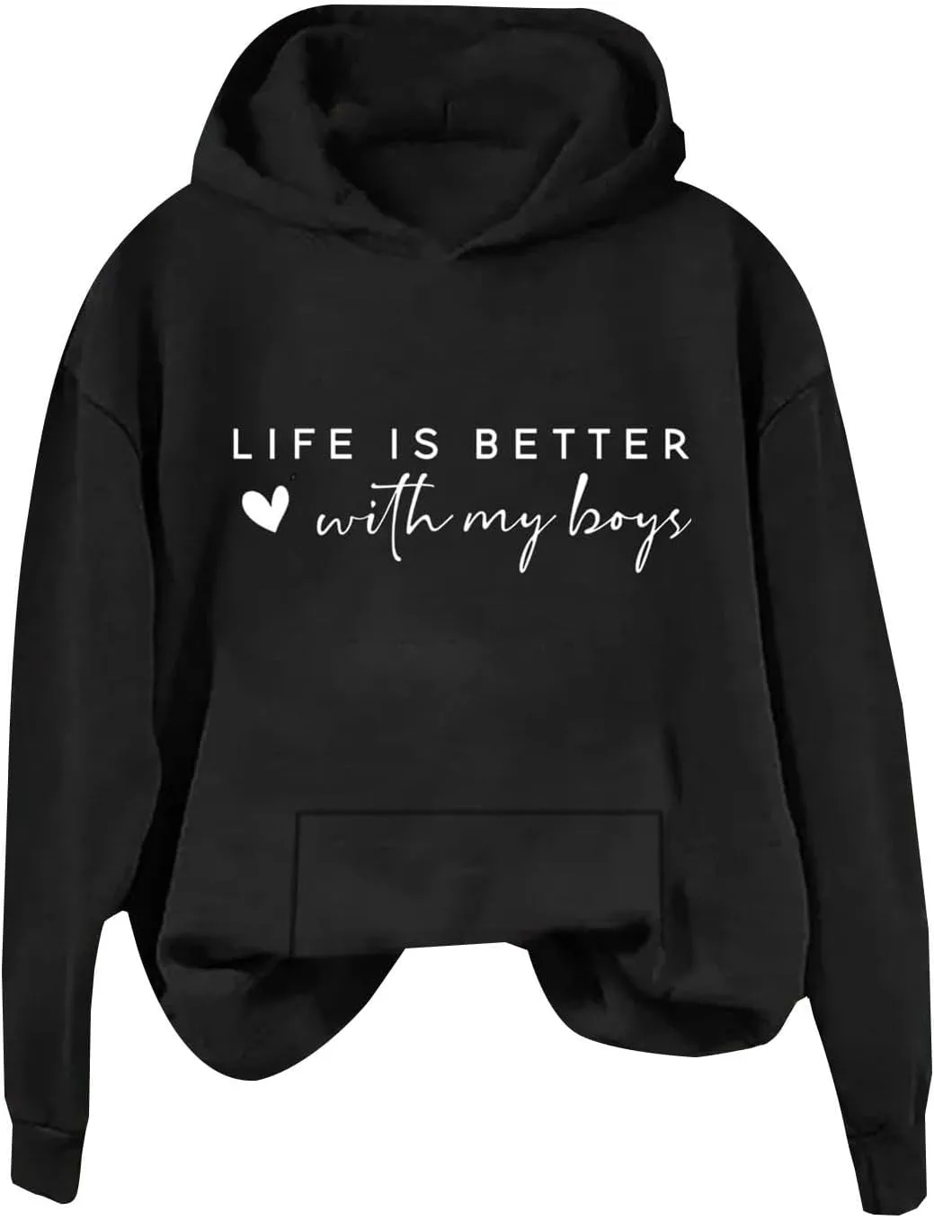 Life Is Better With My Boys Sweatshirt for Women, Mom Life Letter Print Long Sleeve Funny Pullover Hoodie Sweatshirt