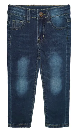 Little Boys Elastic Band Straight Fit Soft Denim Slim Jeans