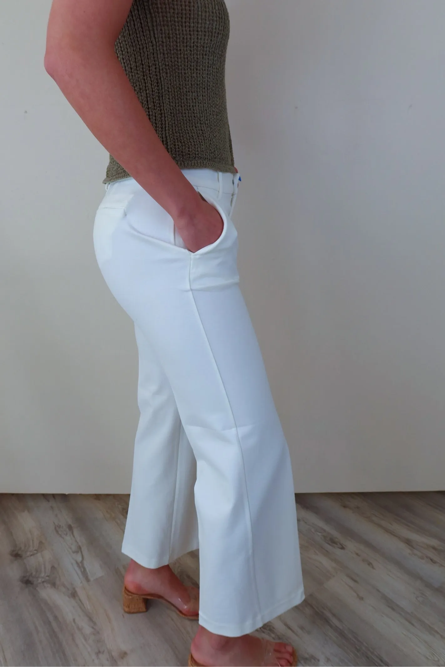 Liverpool White High Rise Wide Leg Pant