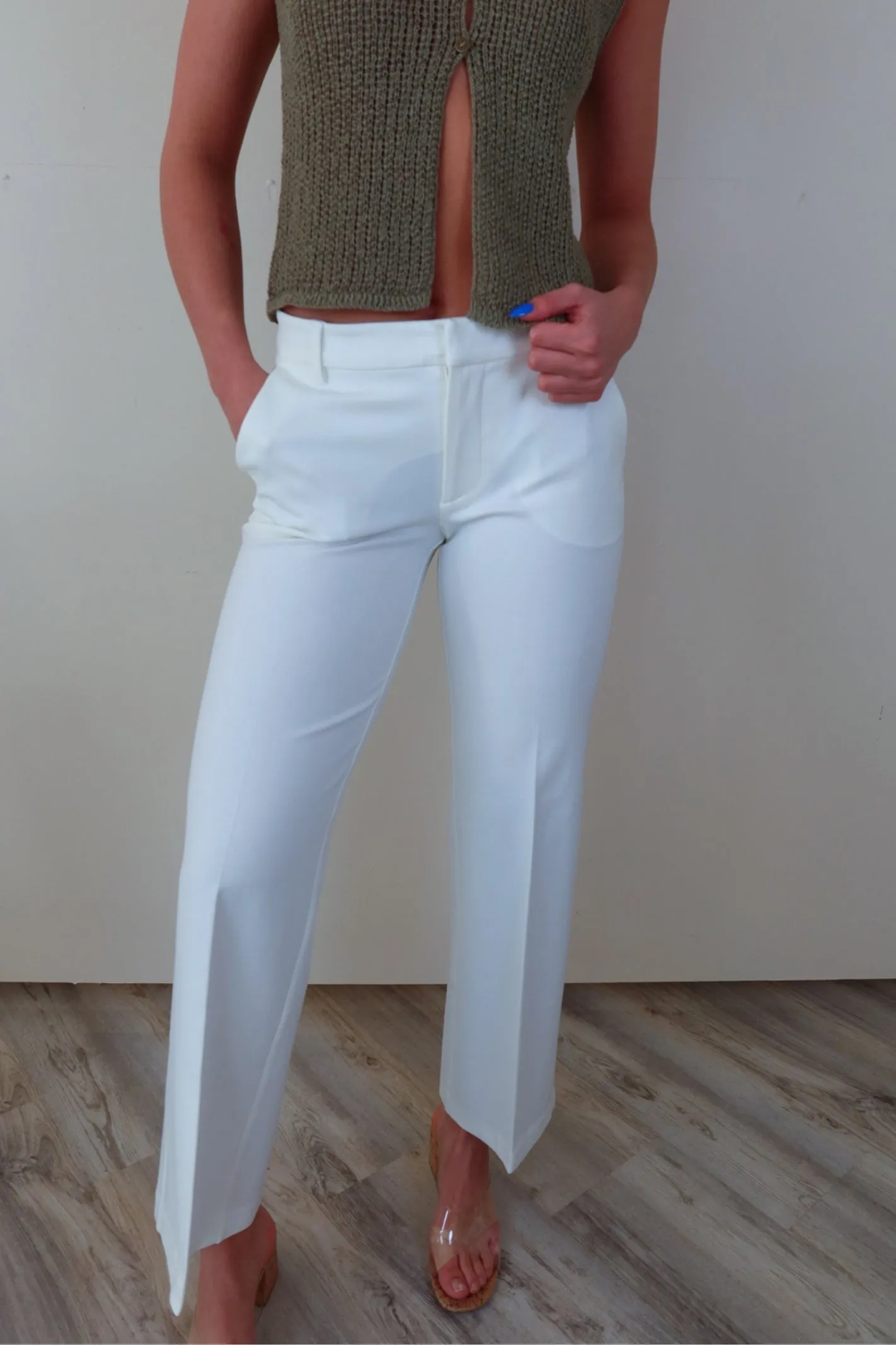 Liverpool White High Rise Wide Leg Pant