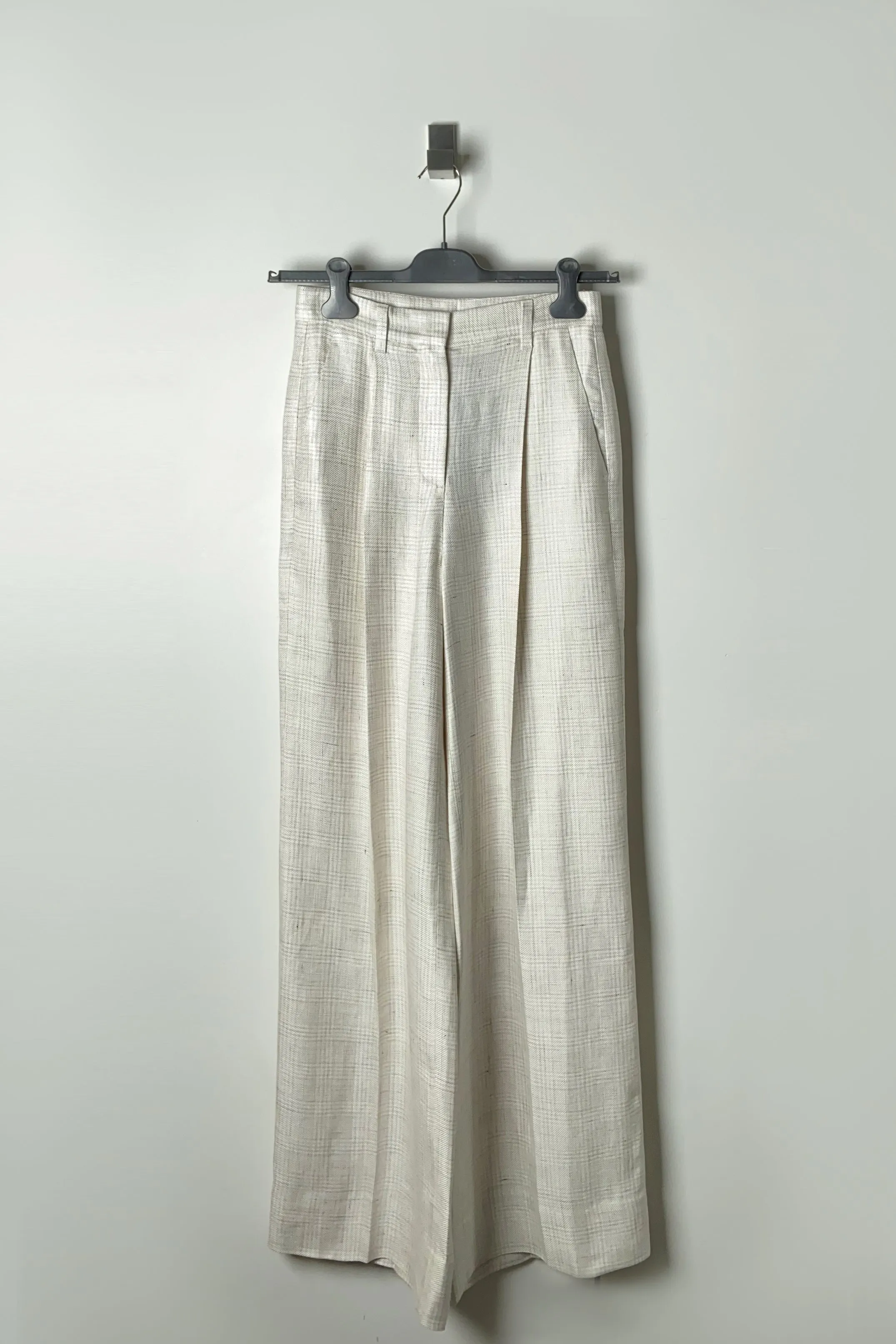 Lorena Antoniazzi Linen Trousers with Soft Check Pattern