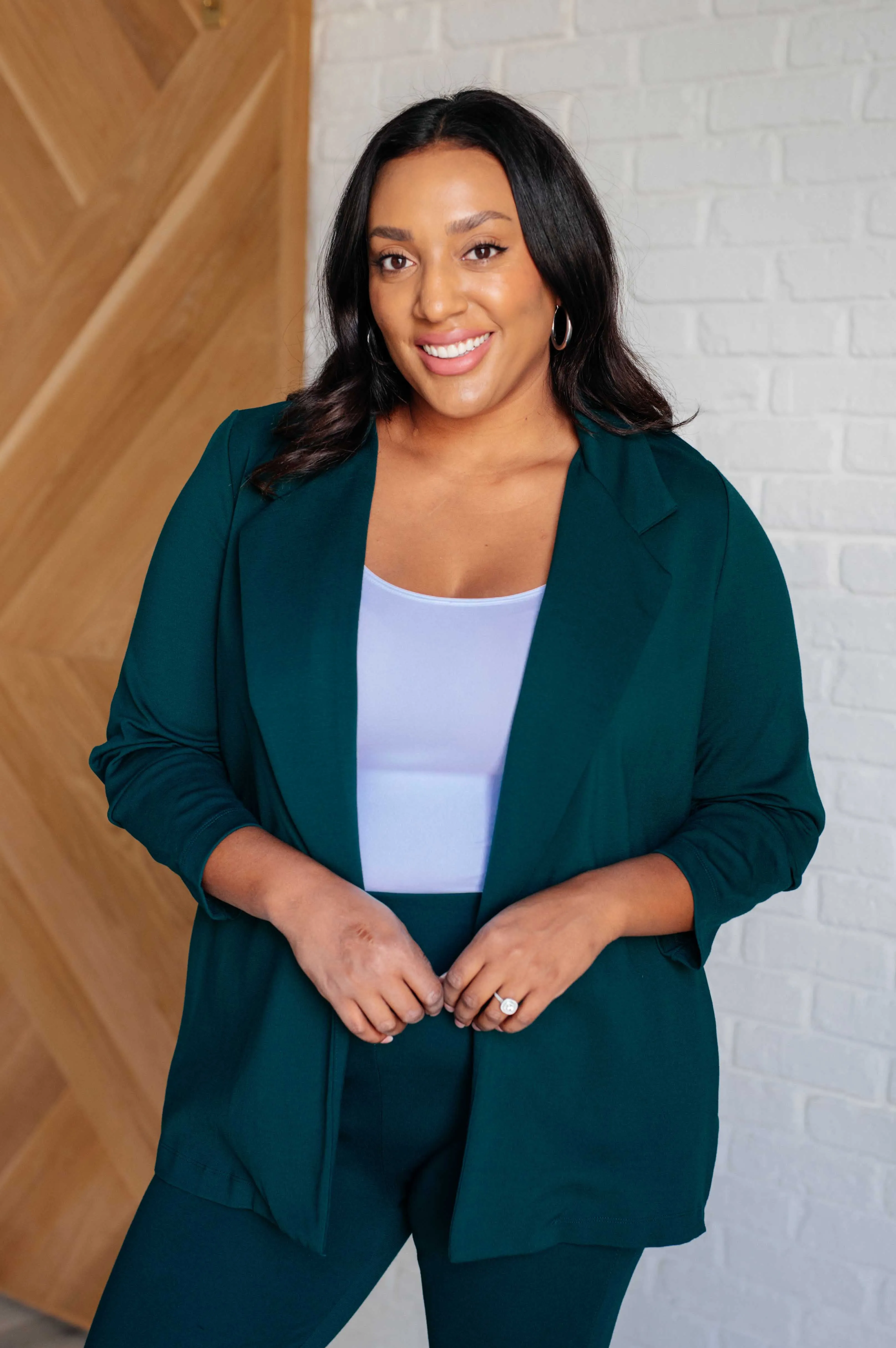 Magic 3/4-Sleeve Blazer - Hunter Green