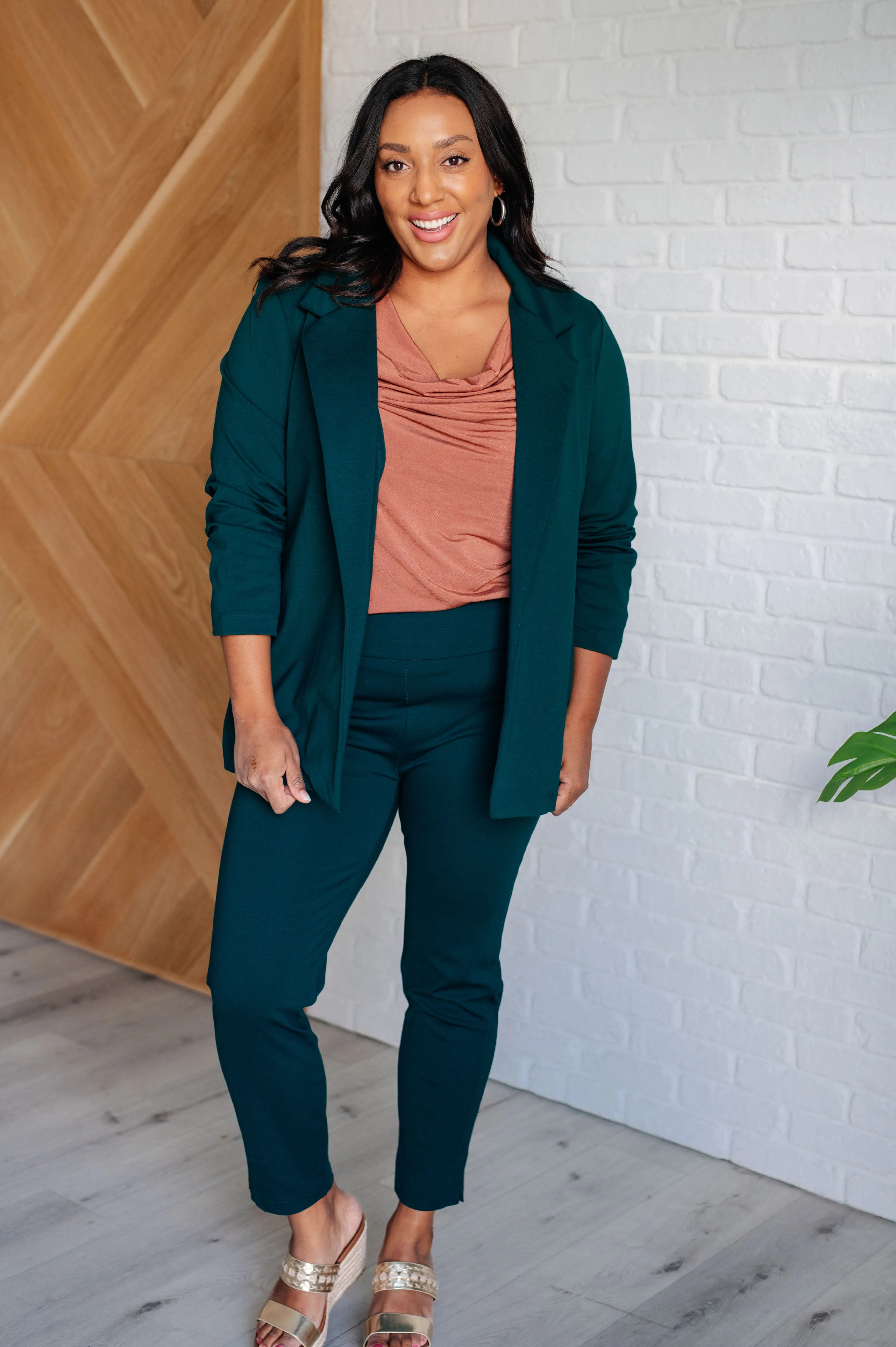Magic 3/4-Sleeve Blazer - Hunter Green
