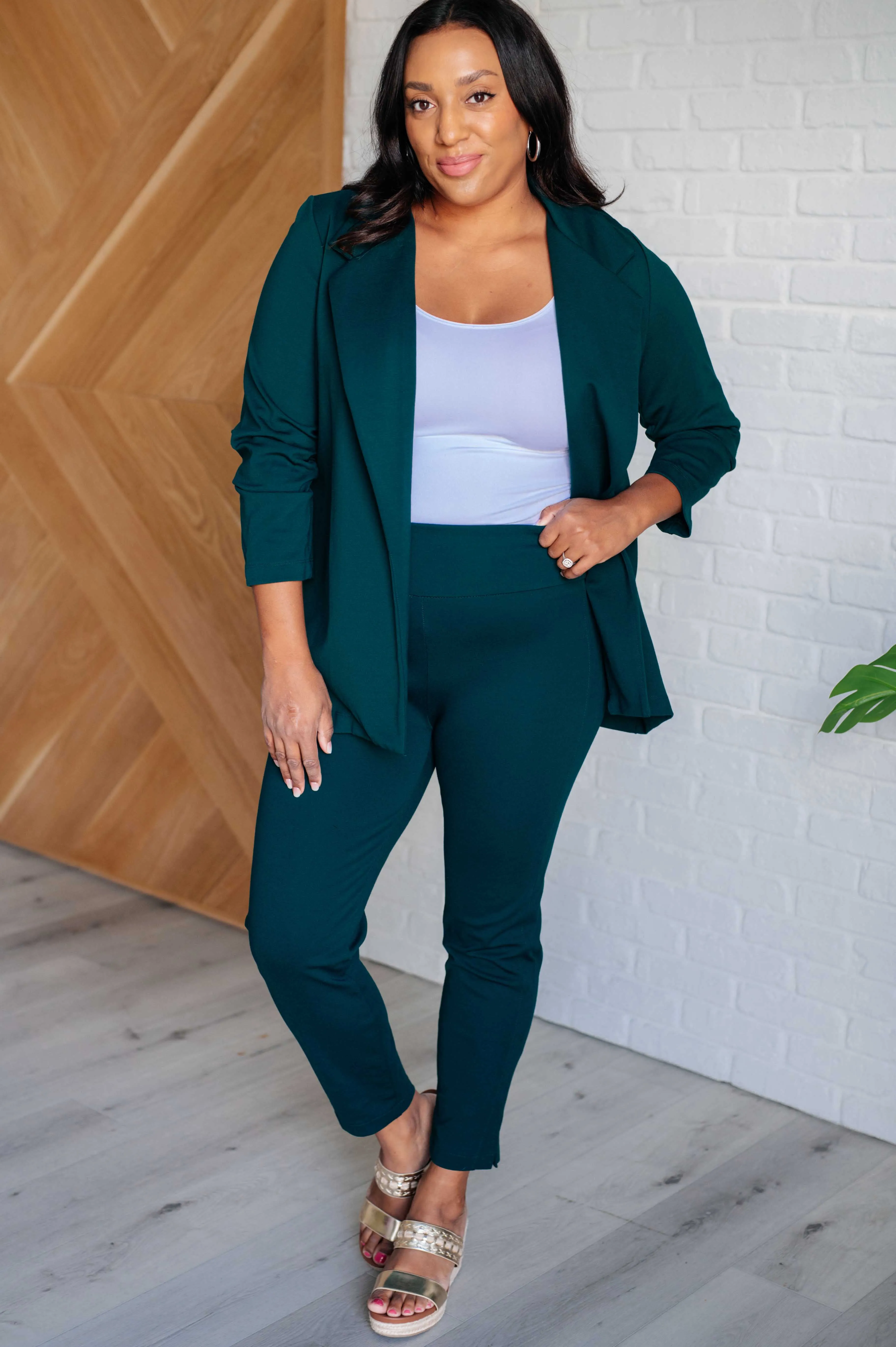 Magic 3/4-Sleeve Blazer - Hunter Green