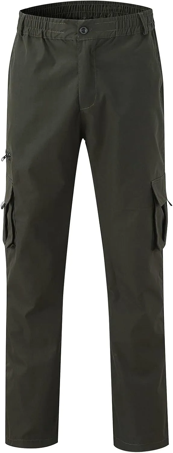 Mens Cargo Joggers Pants Casual Twill Chino Cotton Elastic Drawstring Outdoor Hiking Sweatpants Pants