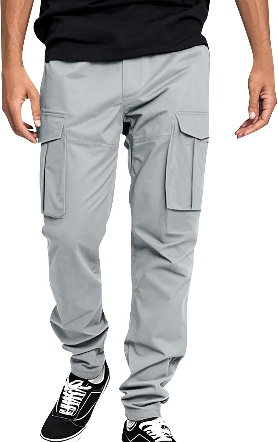 Men's Drawstring Multi Pocket Casual Pants Hiking Pants Cotton Cargo Pants