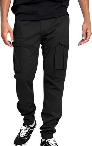 Men's Drawstring Multi Pocket Casual Pants Hiking Pants Cotton Cargo Pants