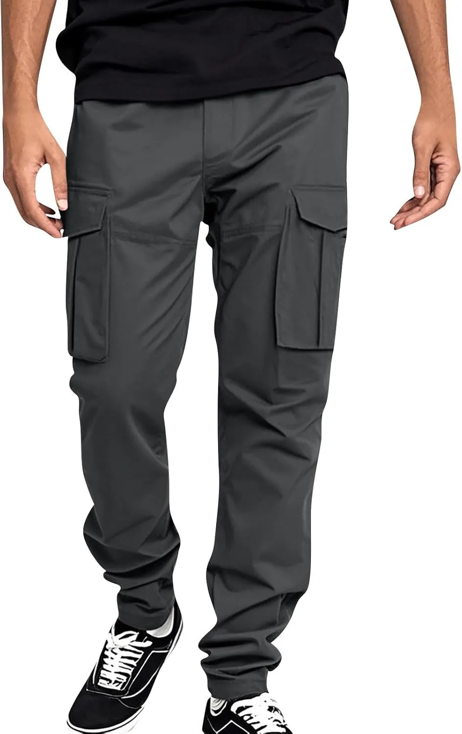 Men's Drawstring Multi Pocket Casual Pants Hiking Pants Cotton Cargo Pants
