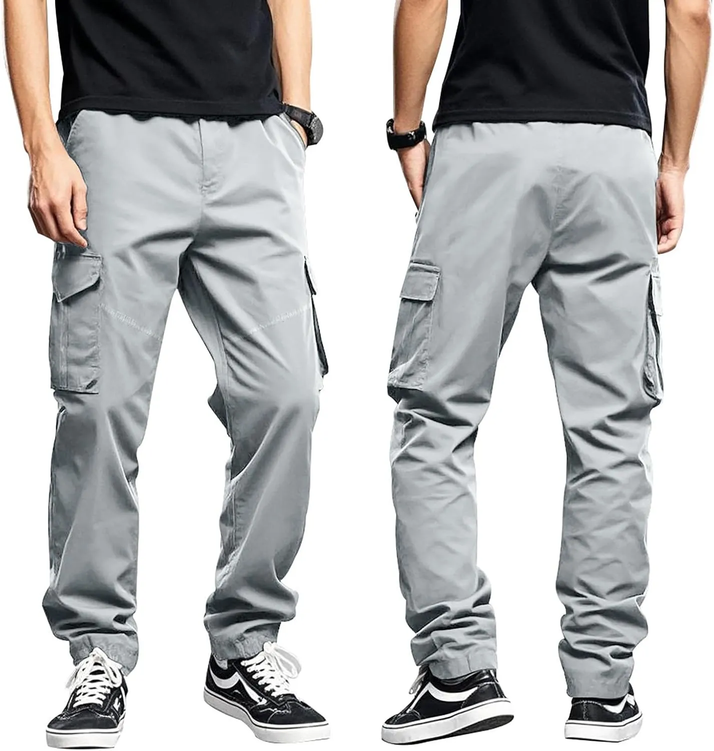 Men's Drawstring Multi Pocket Casual Pants Hiking Pants Cotton Cargo Pants