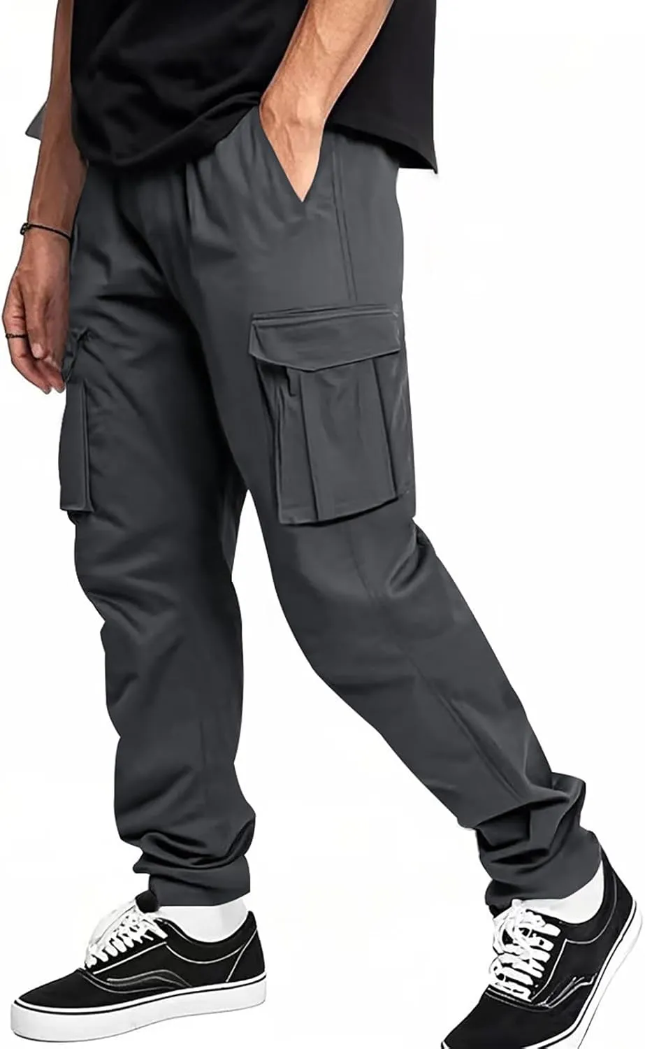 Men's Drawstring Multi Pocket Casual Pants Hiking Pants Cotton Cargo Pants