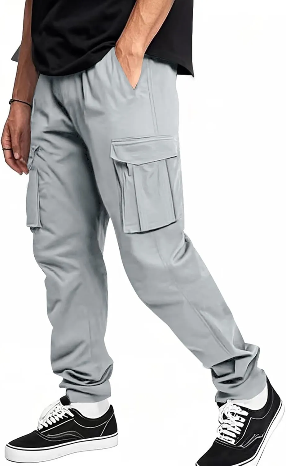 Men's Drawstring Multi Pocket Casual Pants Hiking Pants Cotton Cargo Pants