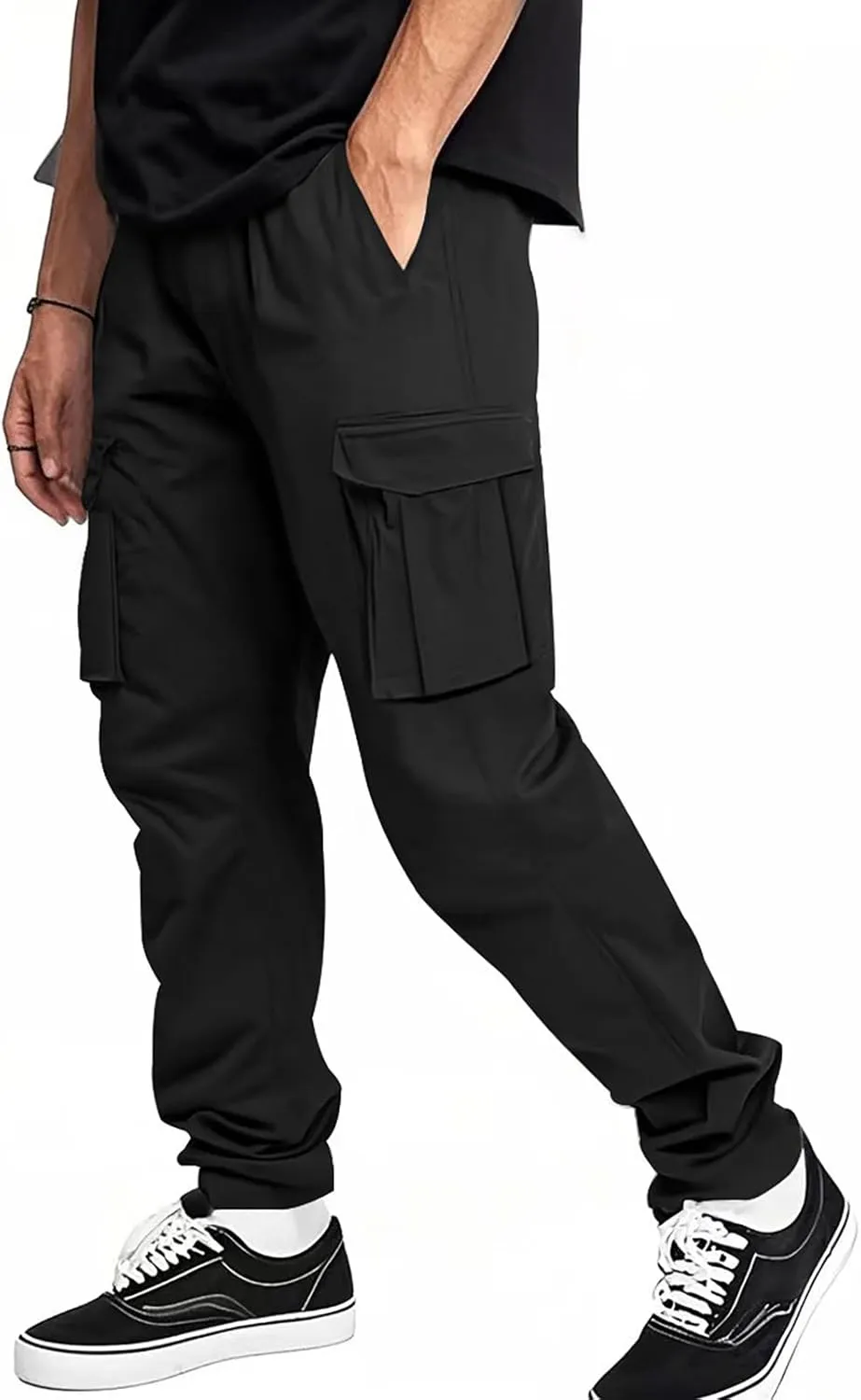 Men's Drawstring Multi Pocket Casual Pants Hiking Pants Cotton Cargo Pants
