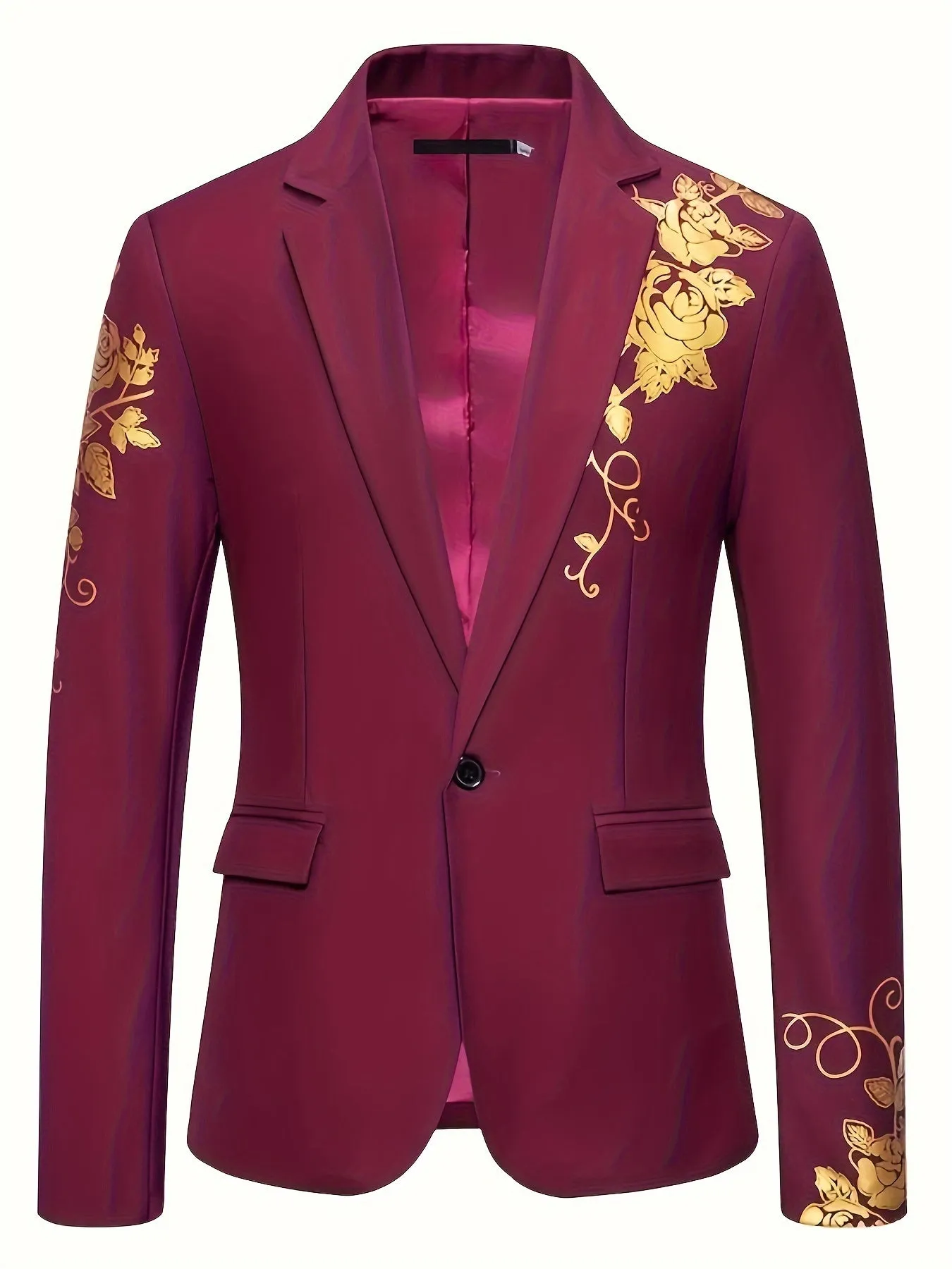 Men's Formal One Button Suit Blazer High Temperature Resistant With Flap