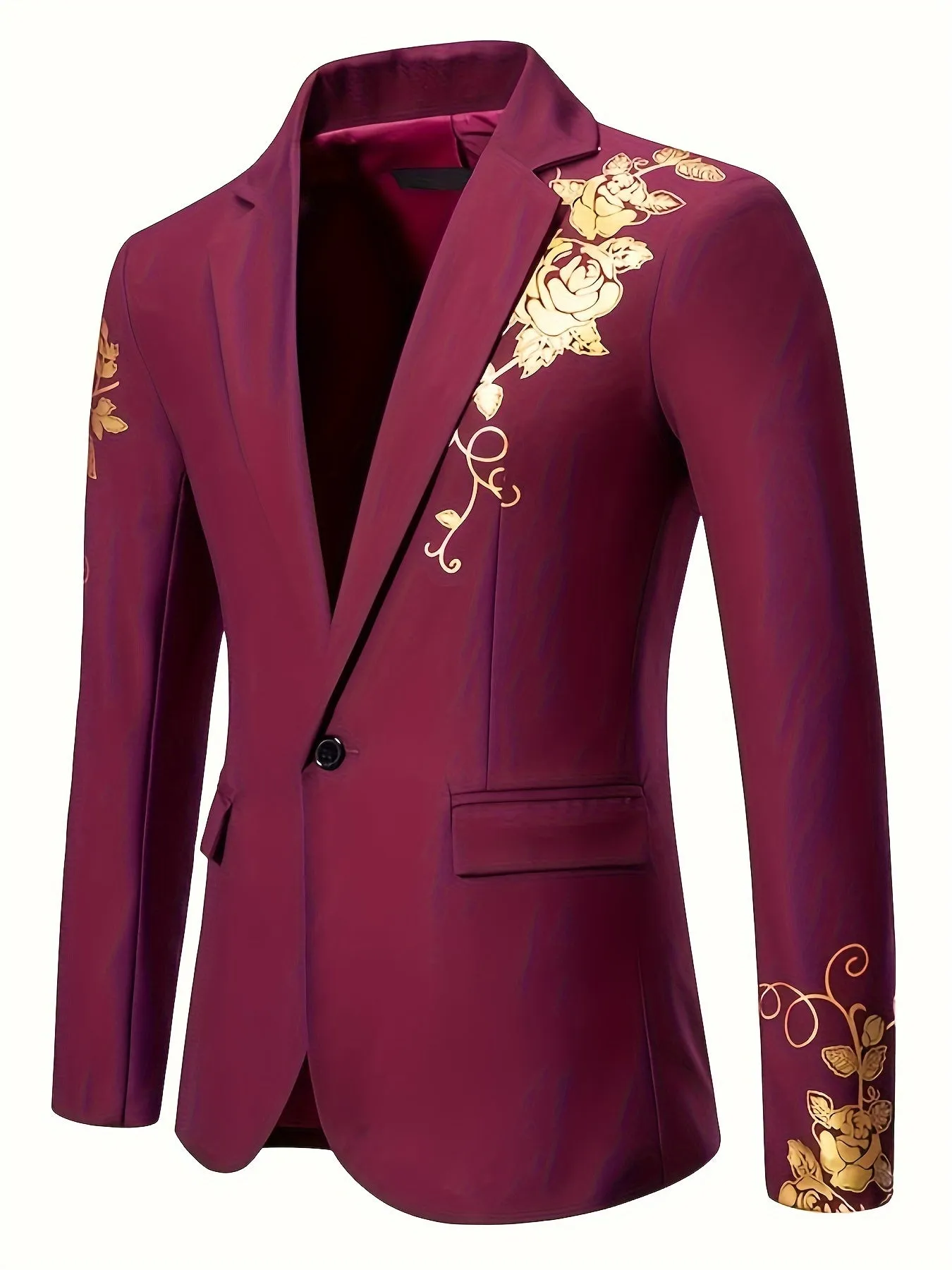 Men's Formal One Button Suit Blazer High Temperature Resistant With Flap