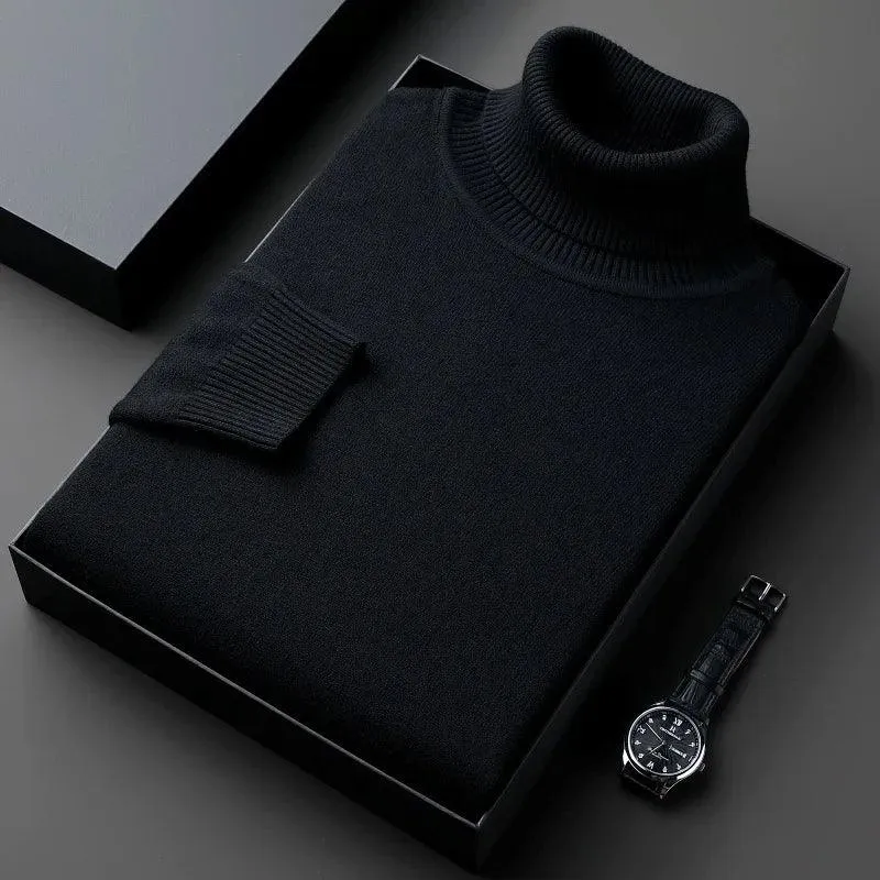 Men’s Knitted Turtleneck Sweater – Slim Fit, Anti-Pilling, Long Sleeve Pullover