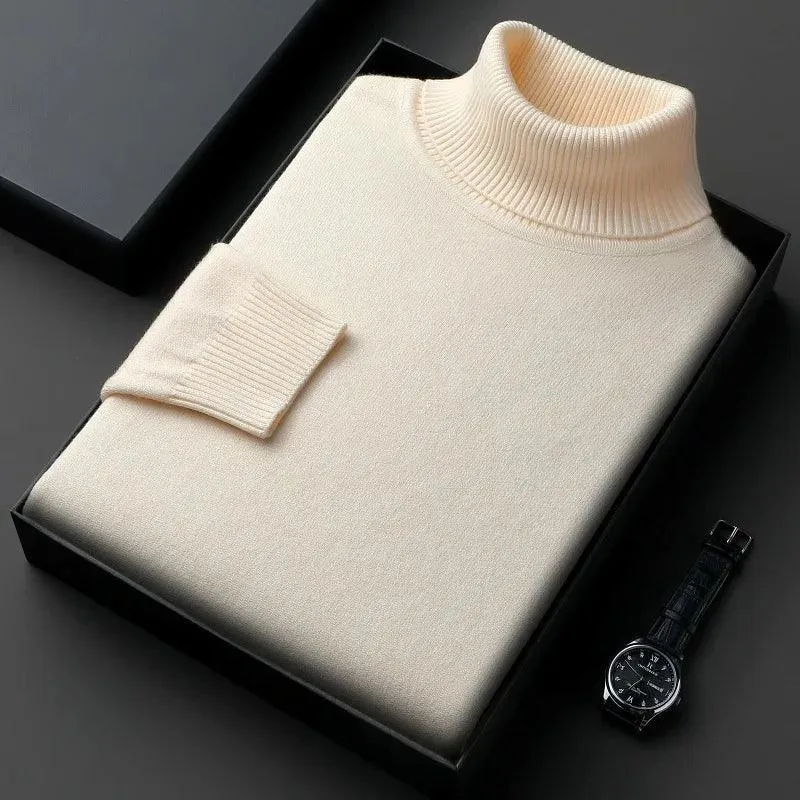 Men’s Knitted Turtleneck Sweater – Slim Fit, Anti-Pilling, Long Sleeve Pullover