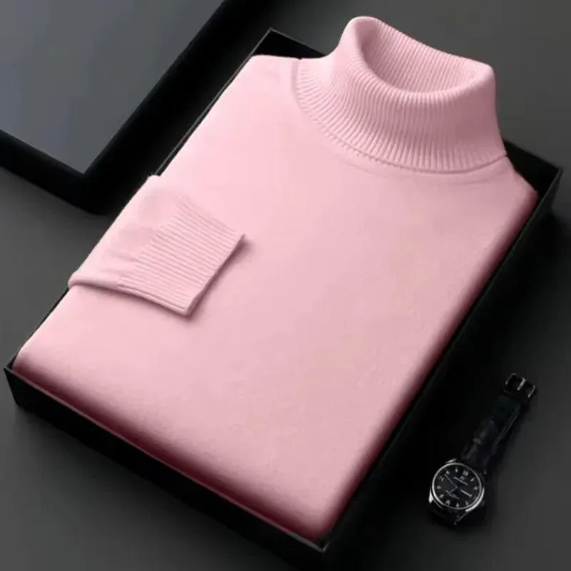 Men’s Knitted Turtleneck Sweater – Slim Fit, Anti-Pilling, Long Sleeve Pullover