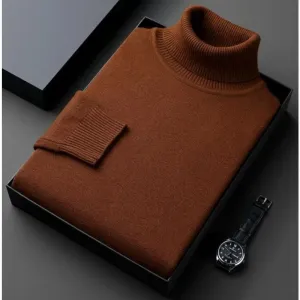 Men’s Knitted Turtleneck Sweater – Slim Fit, Anti-Pilling, Long Sleeve Pullover