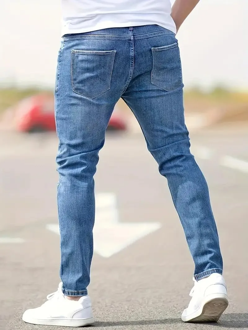 Men's Ripped Pants Skinny Jeans Stretchy Slim Fit Jeans Pants for Men Casual Loose Summer Trousers