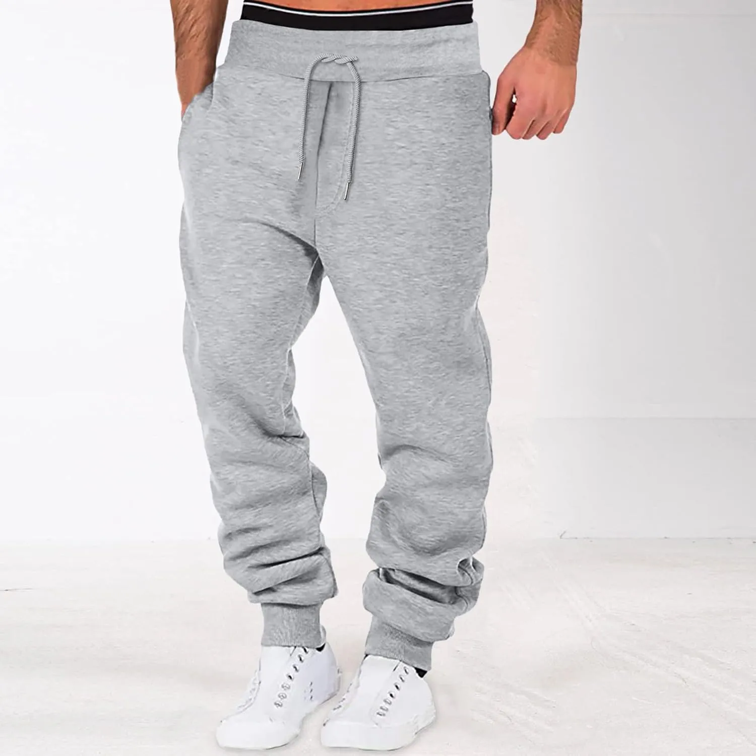 Mens Sweatpants with Pockets Big and Tall Fleece Cargo Sweatpants Men's Jogger Pants Drawstring Gym Running Athletic