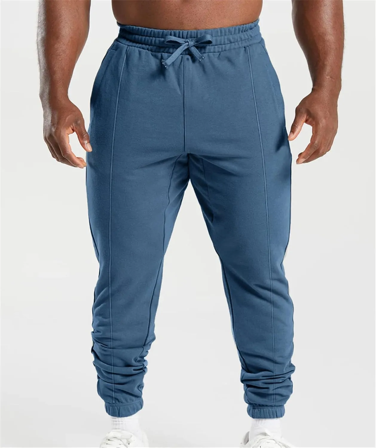 Men's Workout Tapered Pants Stripe Drawstring Sweatpants Slim Fit Solid Baggy Pants Gym Athletic Joggers Sweatpants