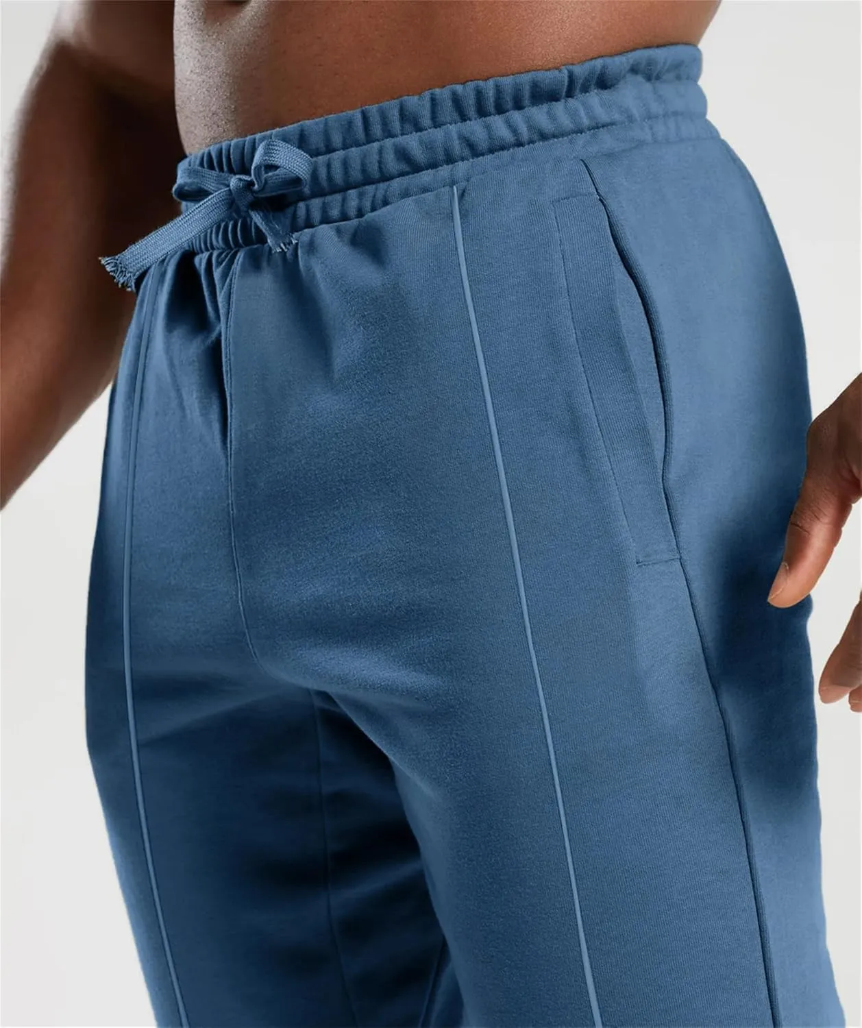Men's Workout Tapered Pants Stripe Drawstring Sweatpants Slim Fit Solid Baggy Pants Gym Athletic Joggers Sweatpants