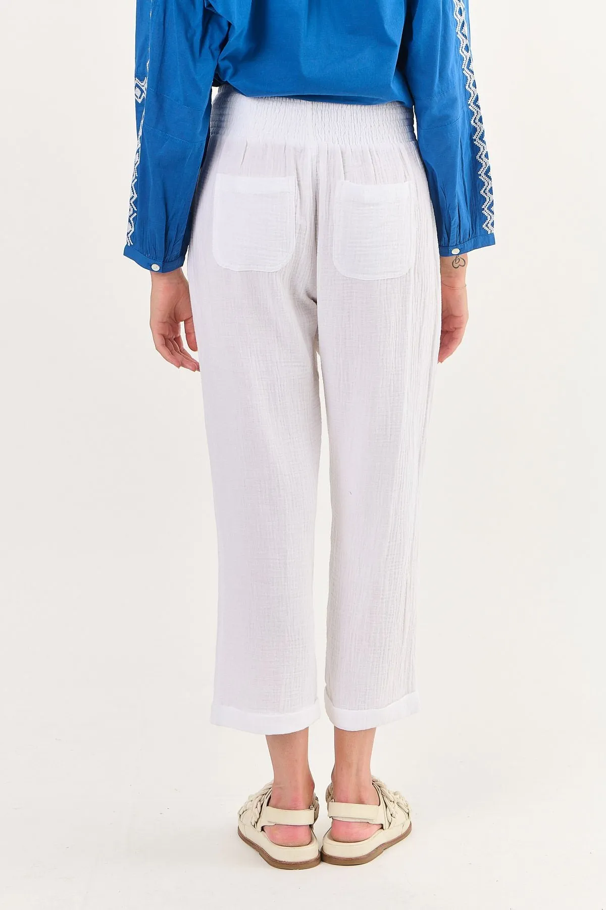 Namastai - White Cheesecloth Cotton Pants