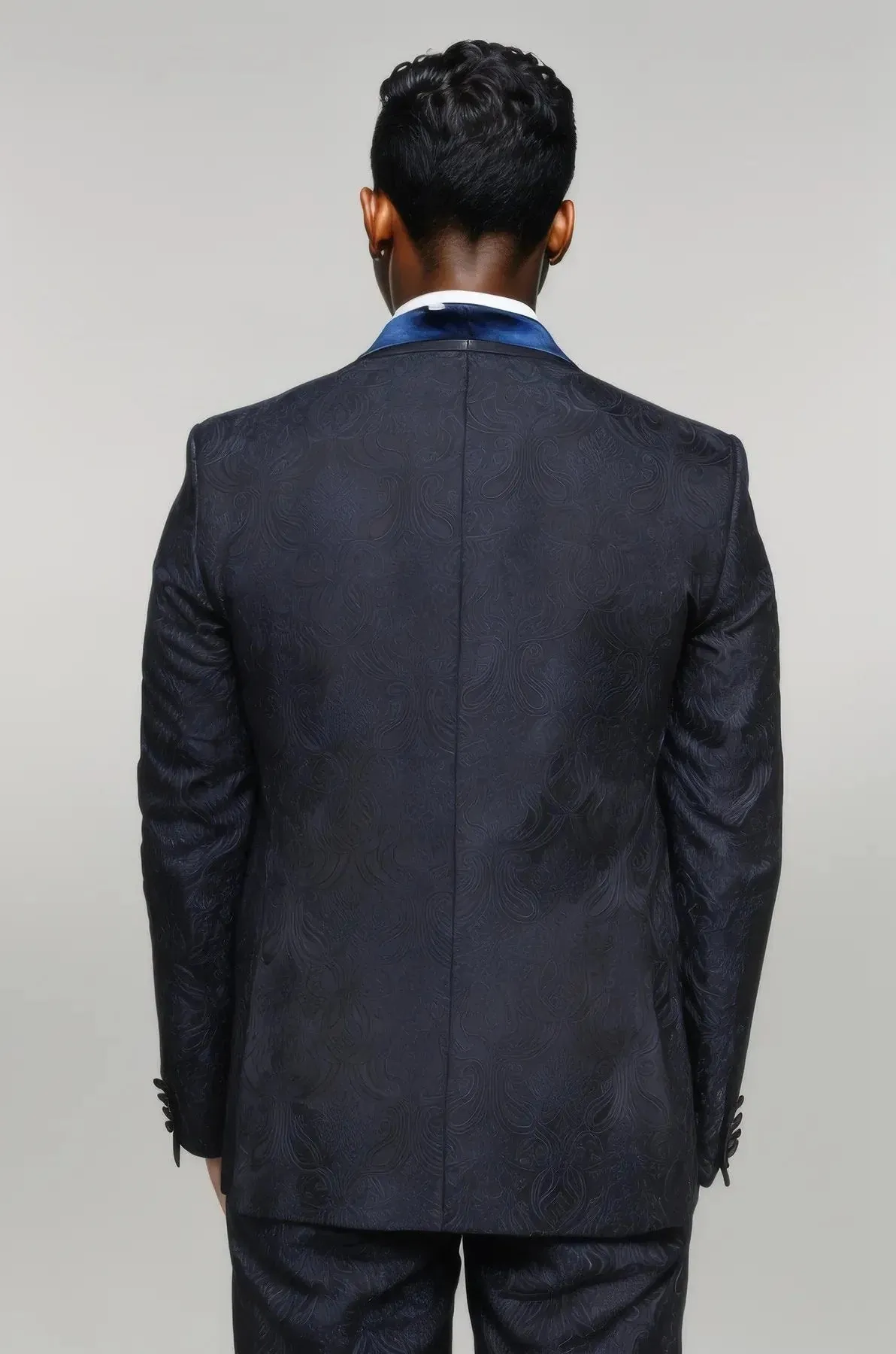 Navy Blue European Prom Tuxedo with Velvet Shawl Lapel – 2025 Edition