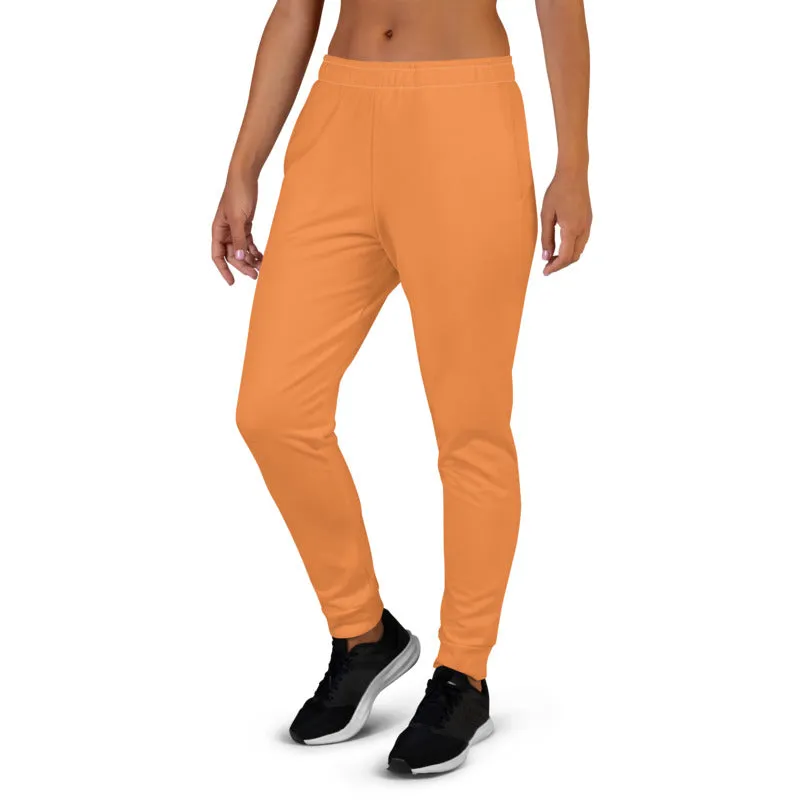 Orange Women's Joggers, Soft Skinny Soft Ladies Pants Solid Color Sweatpants-Made in EU