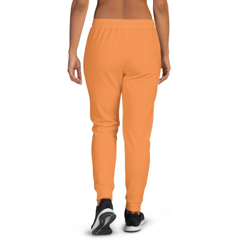 Orange Women's Joggers, Soft Skinny Soft Ladies Pants Solid Color Sweatpants-Made in EU