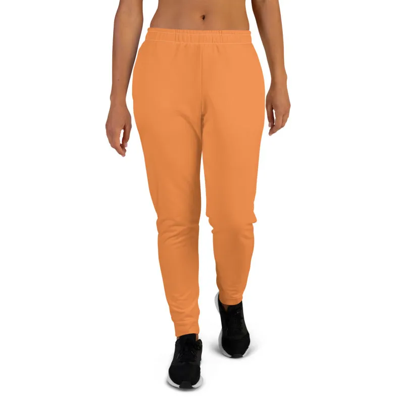 Orange Women's Joggers, Soft Skinny Soft Ladies Pants Solid Color Sweatpants-Made in EU