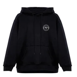 Ornate Black Hoodie with White Logo