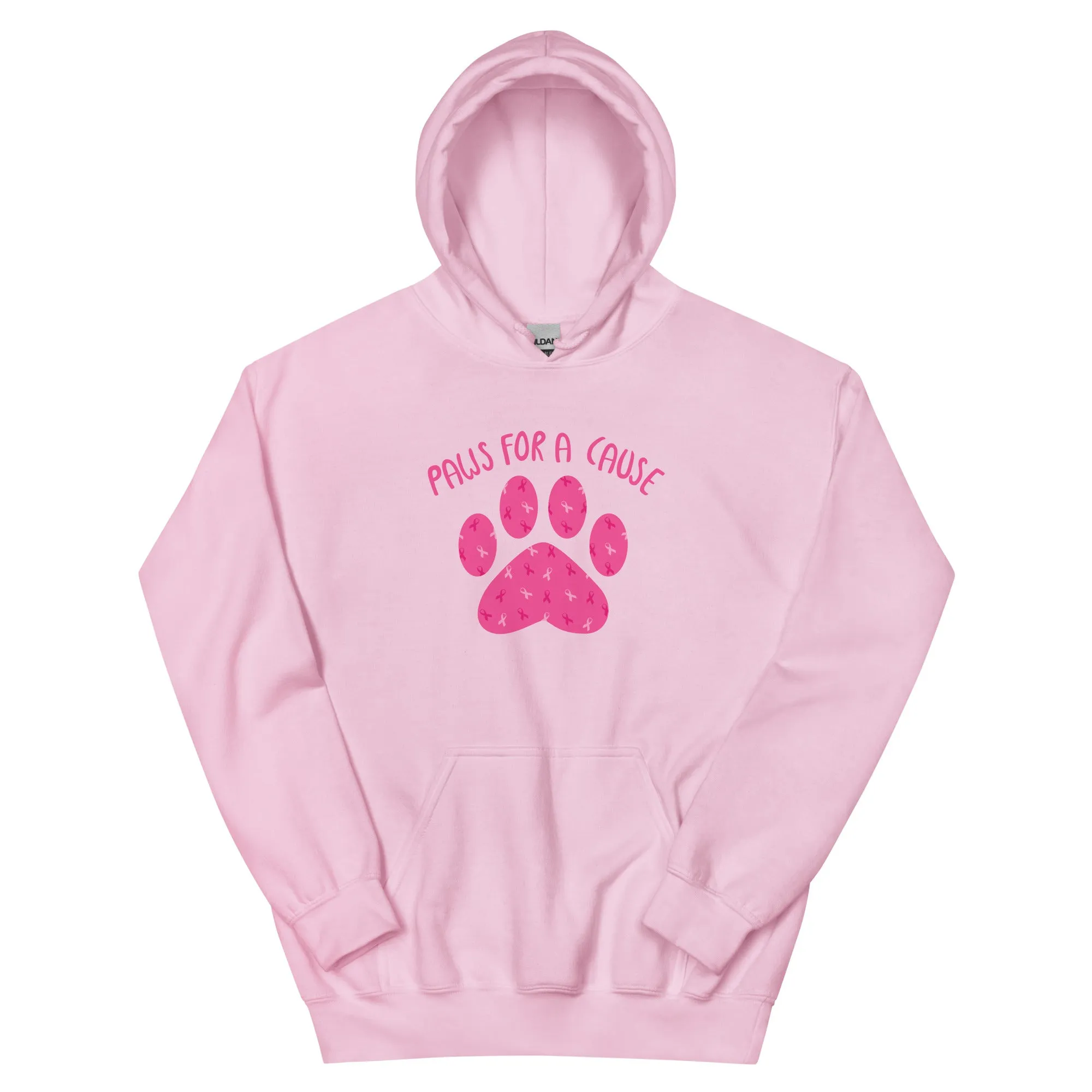 Paws For A Cause Pink Ribbon Paw Print Hoodie