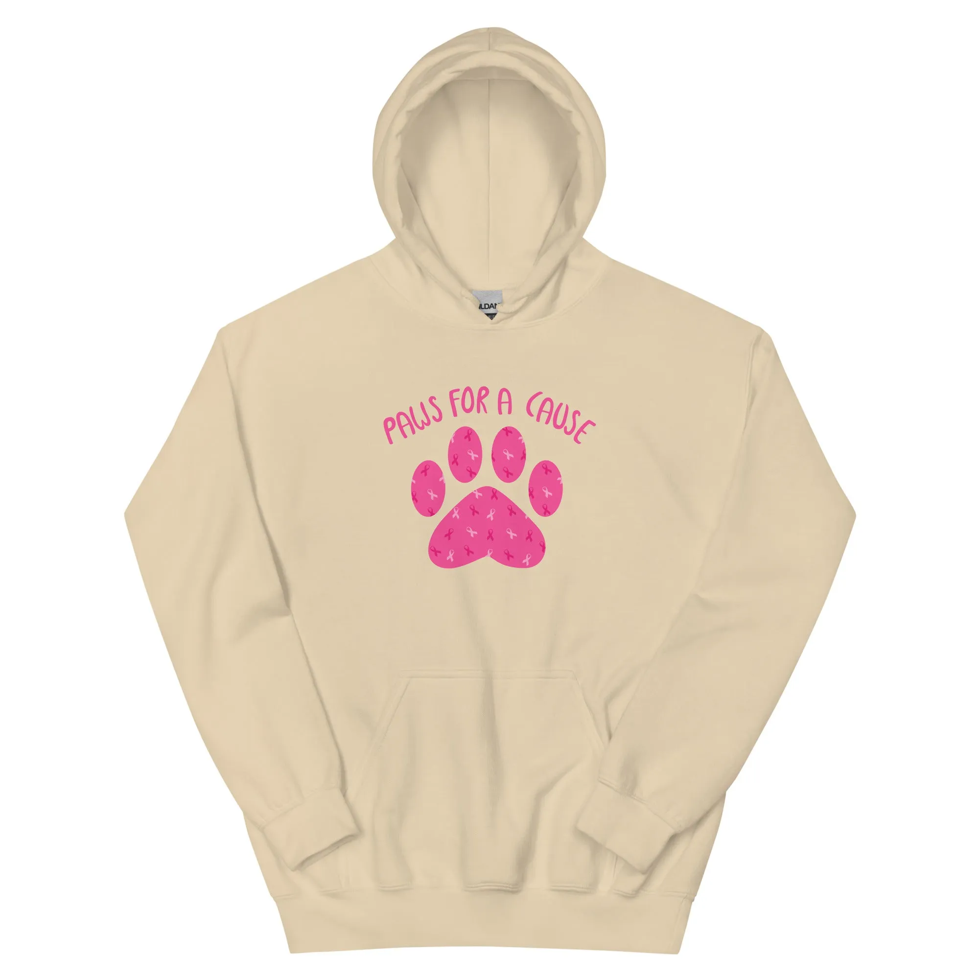 Paws For A Cause Pink Ribbon Paw Print Hoodie