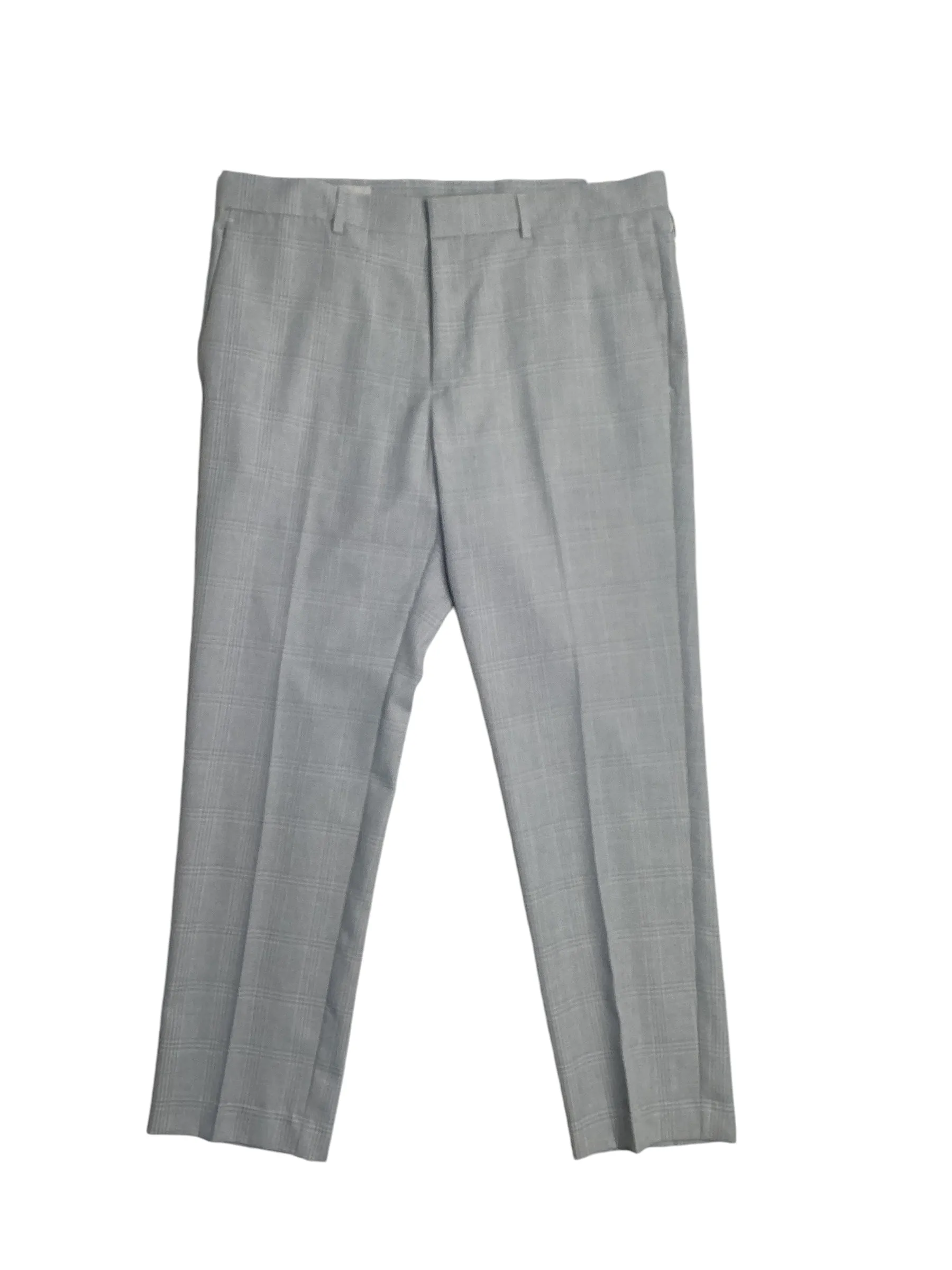 Perry Ellis Portfolio Mens Slim Fit Flat Front Twill Pants Light Grey 34 x 30