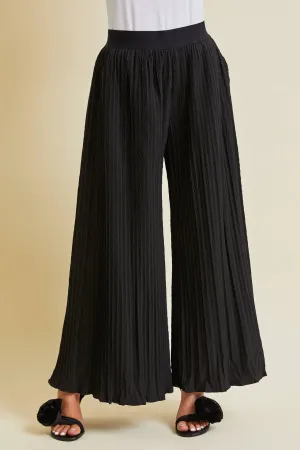 Plus Black Plisse Wide Leg Pants