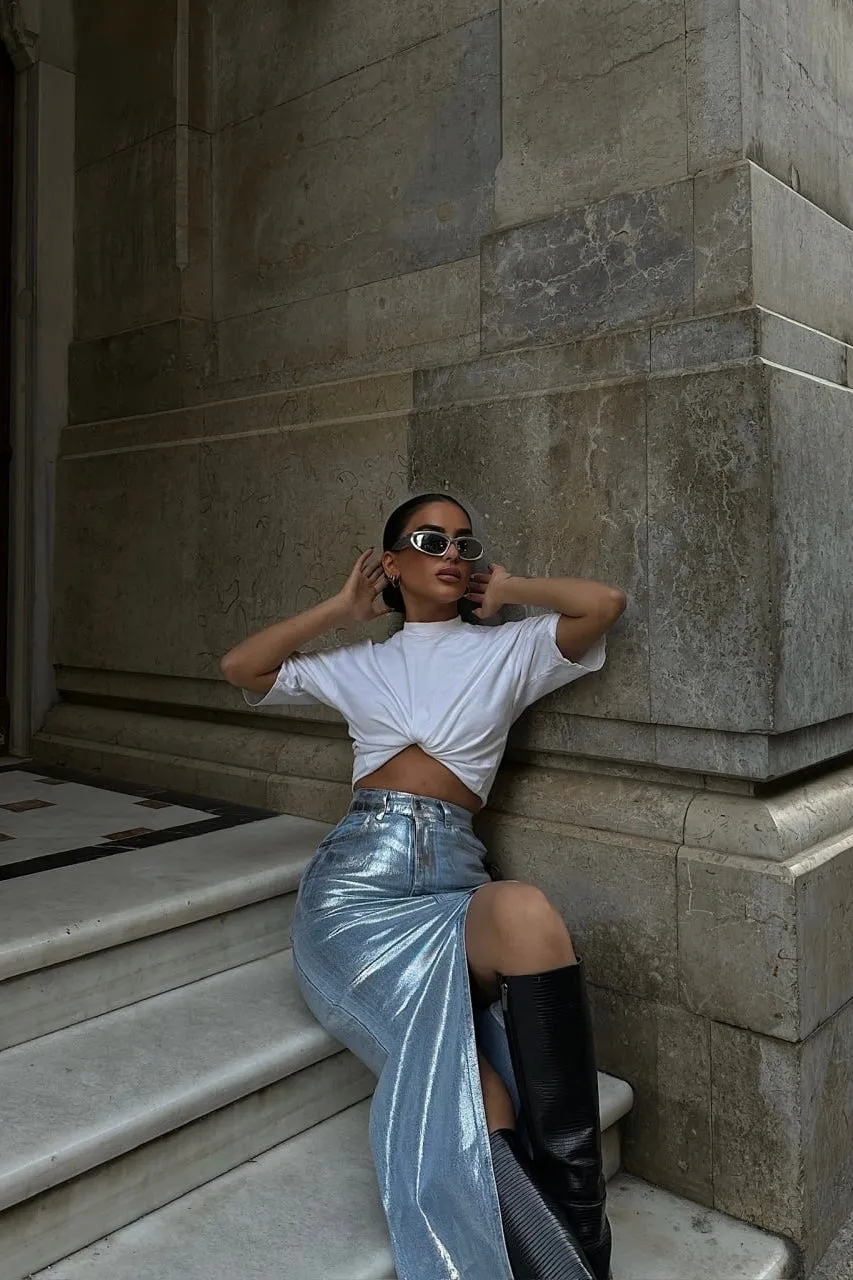 Polished Jean Skirt