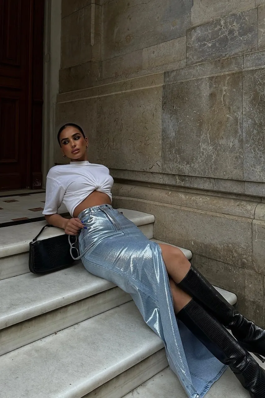 Polished Jean Skirt