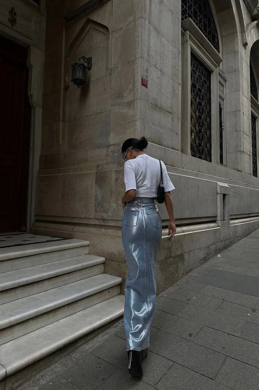 Polished Jean Skirt