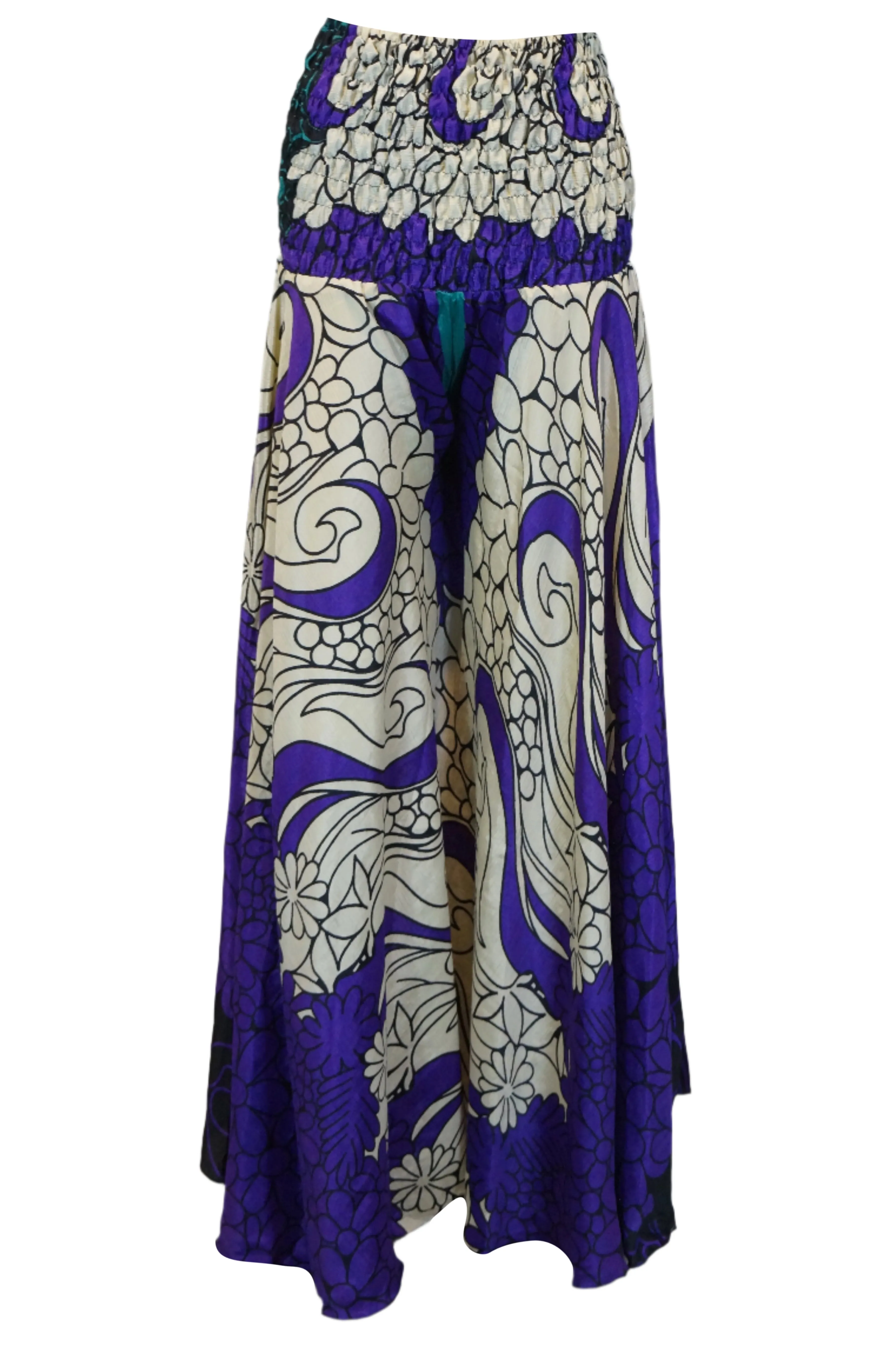 Purple Bohemian Floral Print Palazzo Pants – Stylish Resort Wear & Artfully Crafted SM