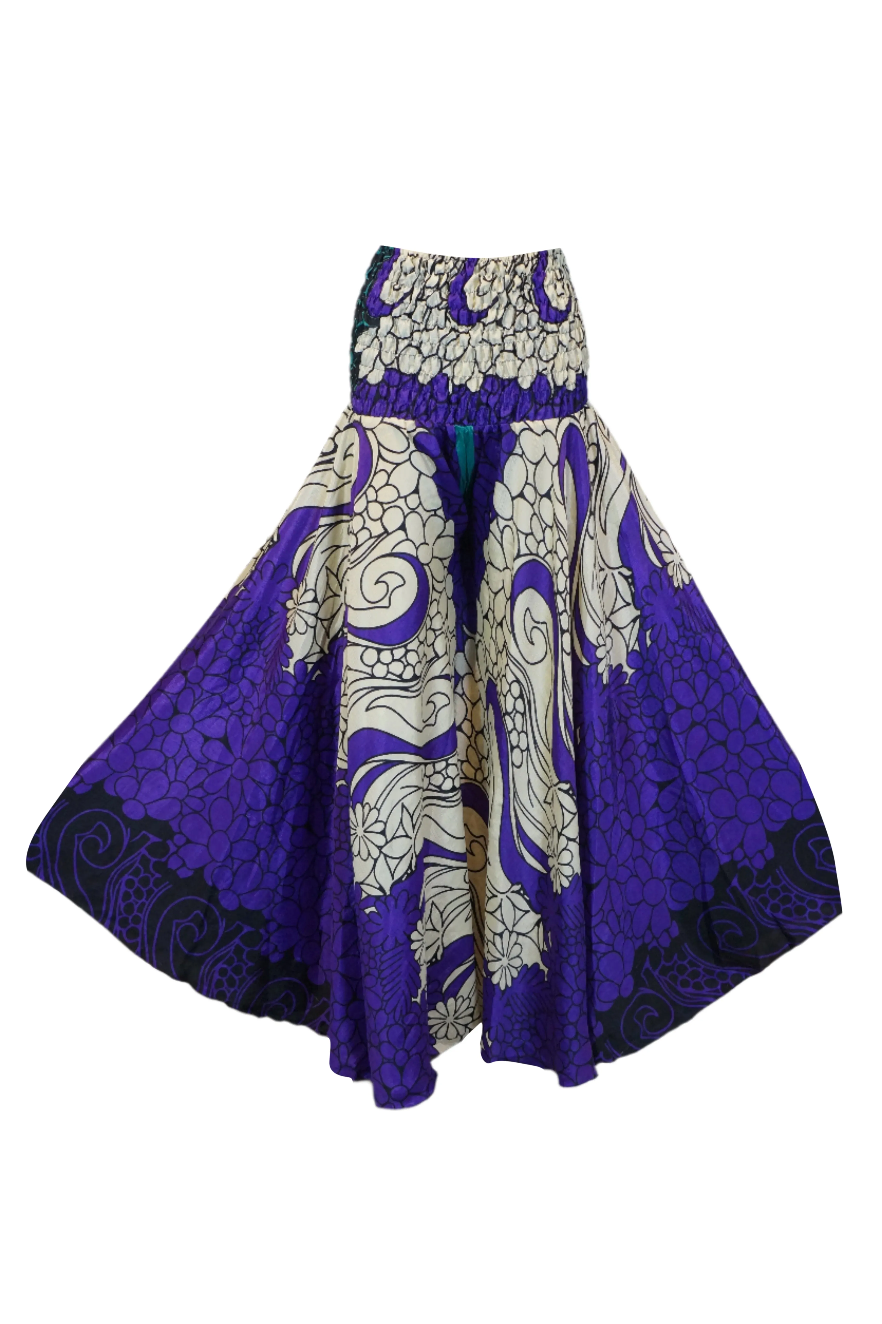 Purple Bohemian Floral Print Palazzo Pants – Stylish Resort Wear & Artfully Crafted SM