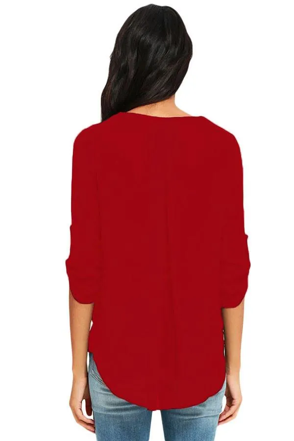 Red Trendy Ruffle Wrap Top