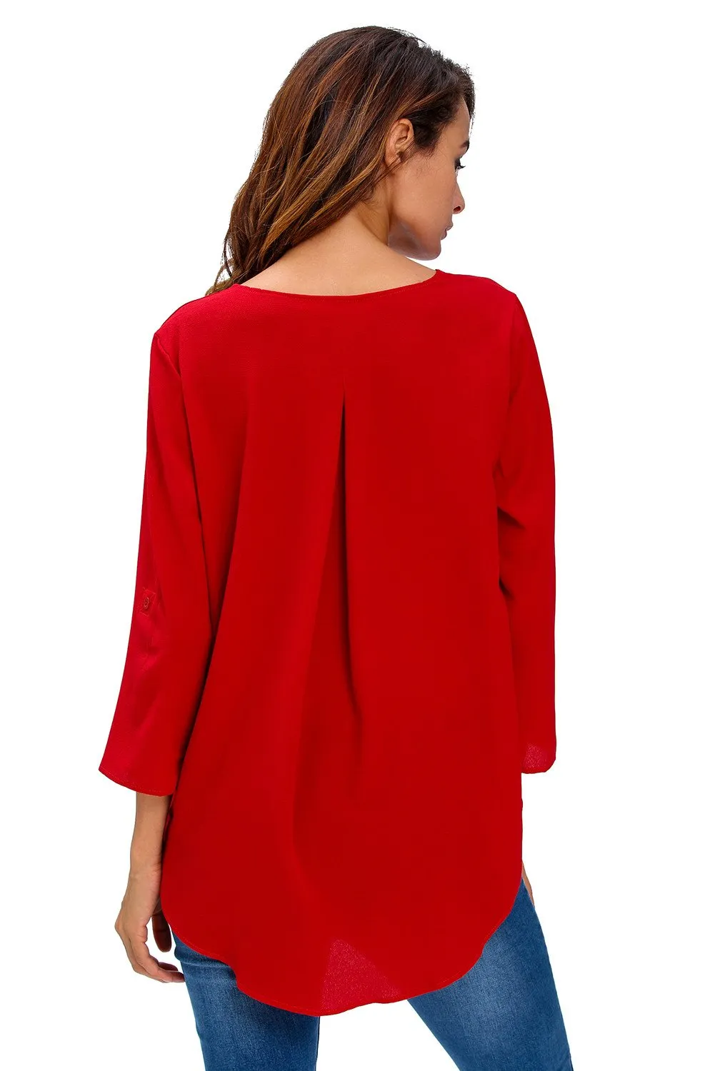 Red Trendy Ruffle Wrap Top