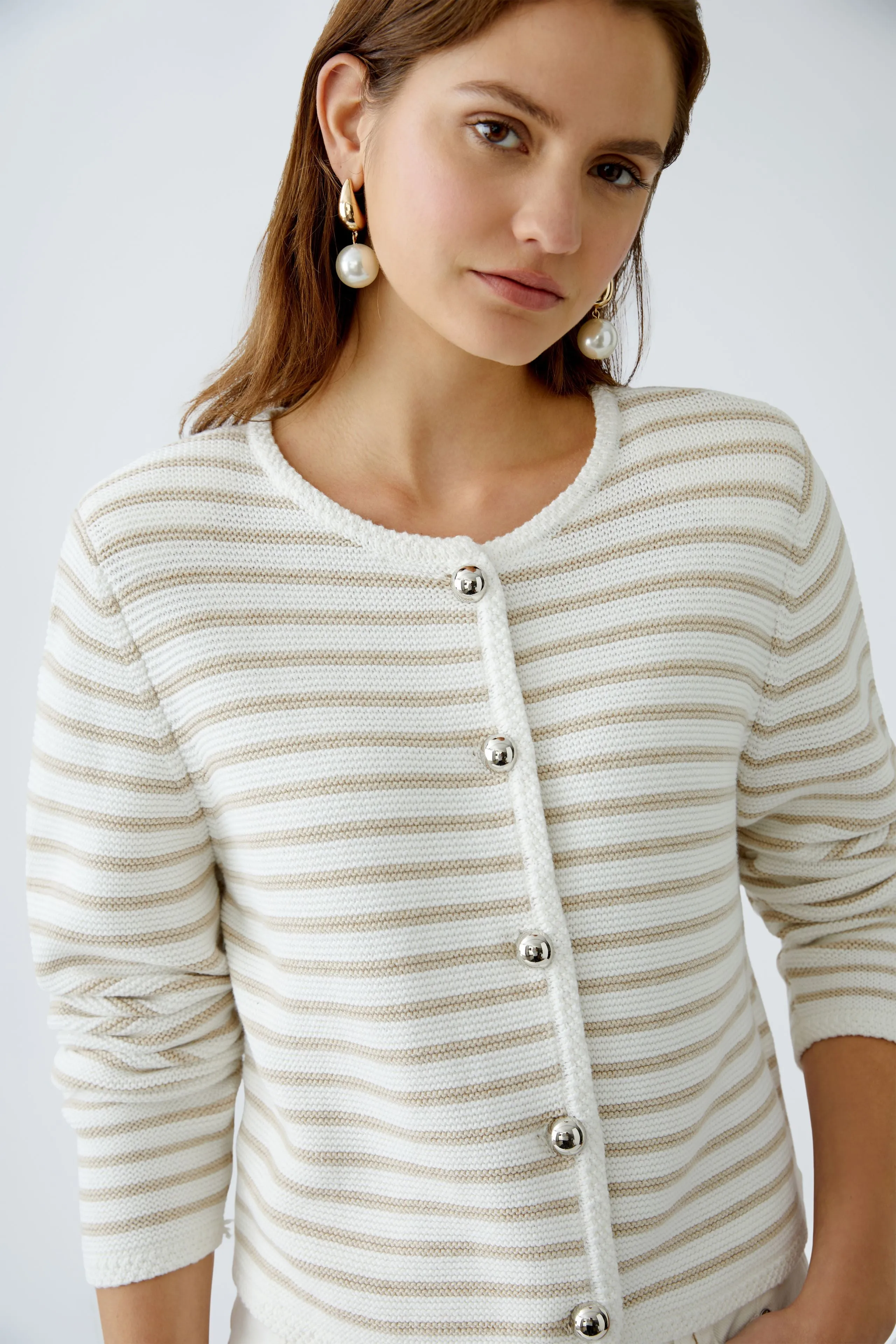 Striped Cardigan - White/Cream