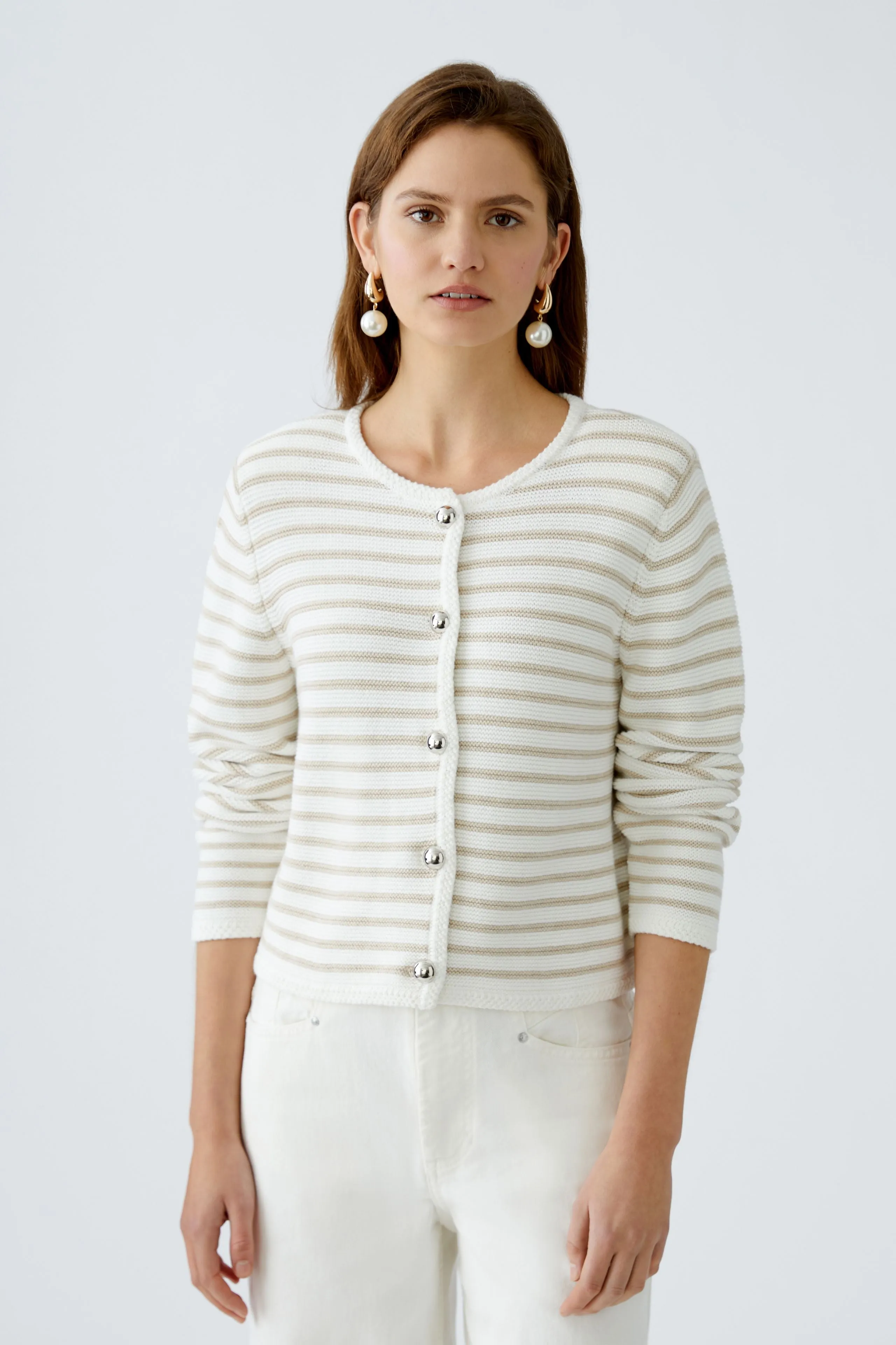 Striped Cardigan - White/Cream