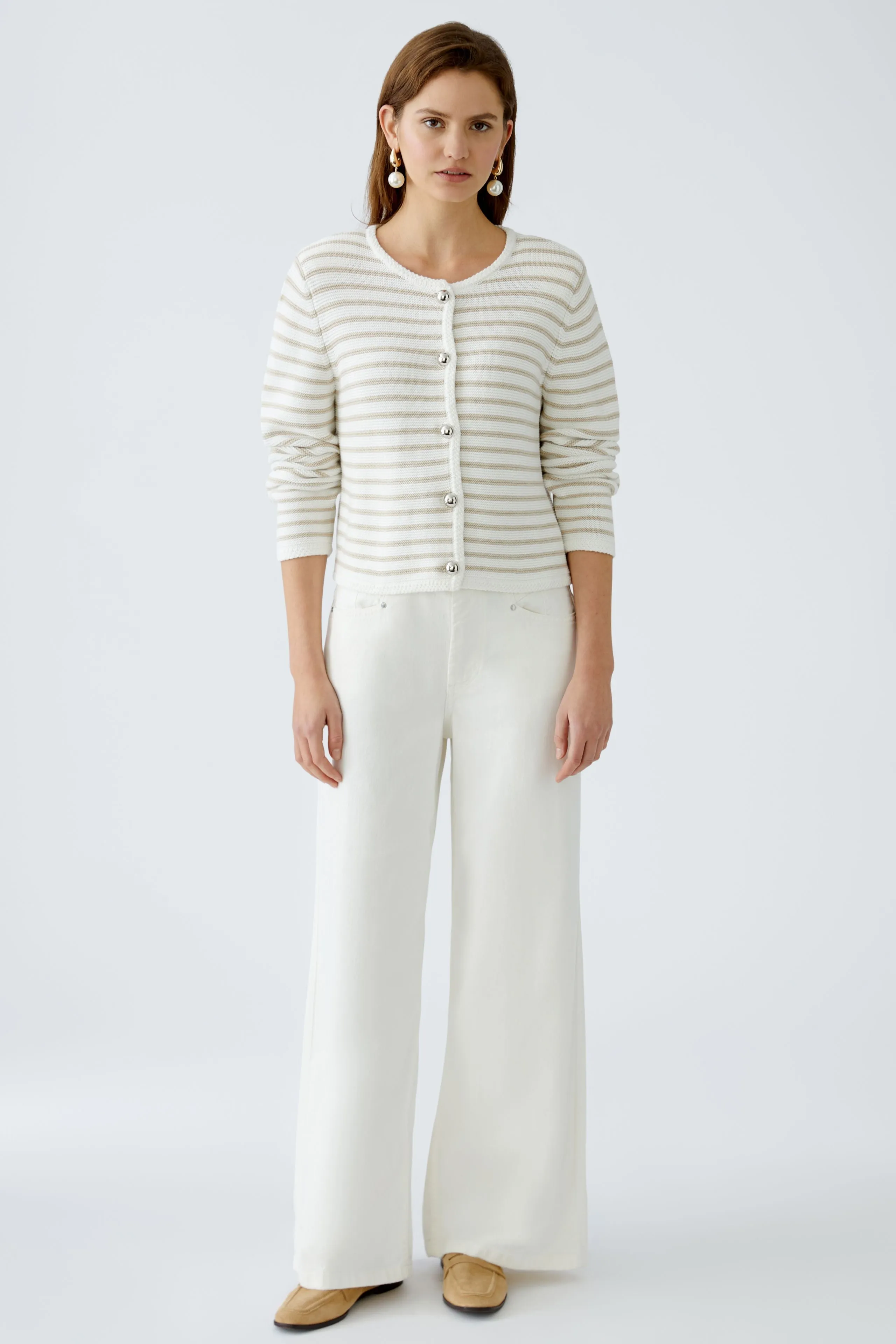 Striped Cardigan - White/Cream
