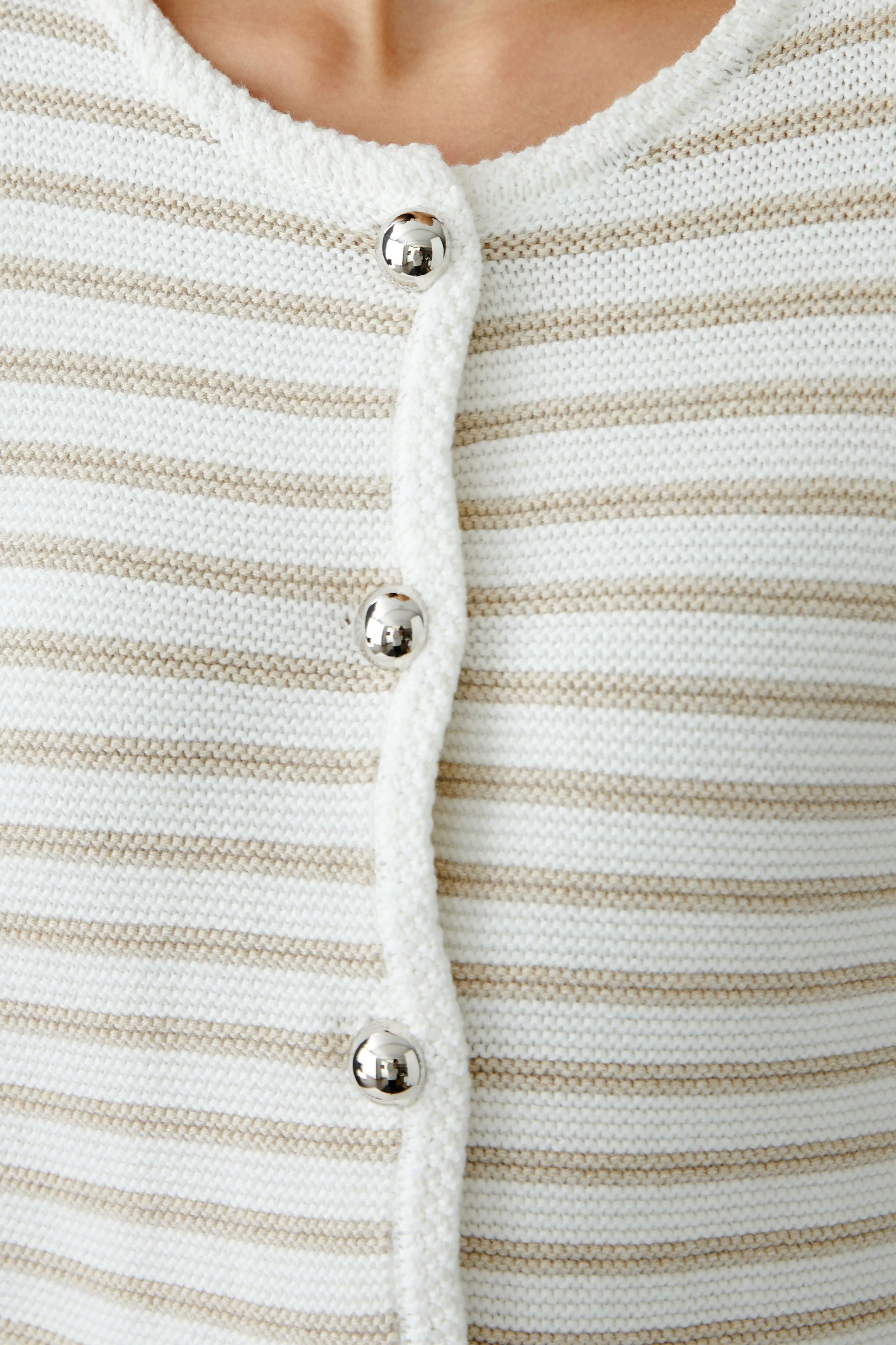 Striped Cardigan - White/Cream
