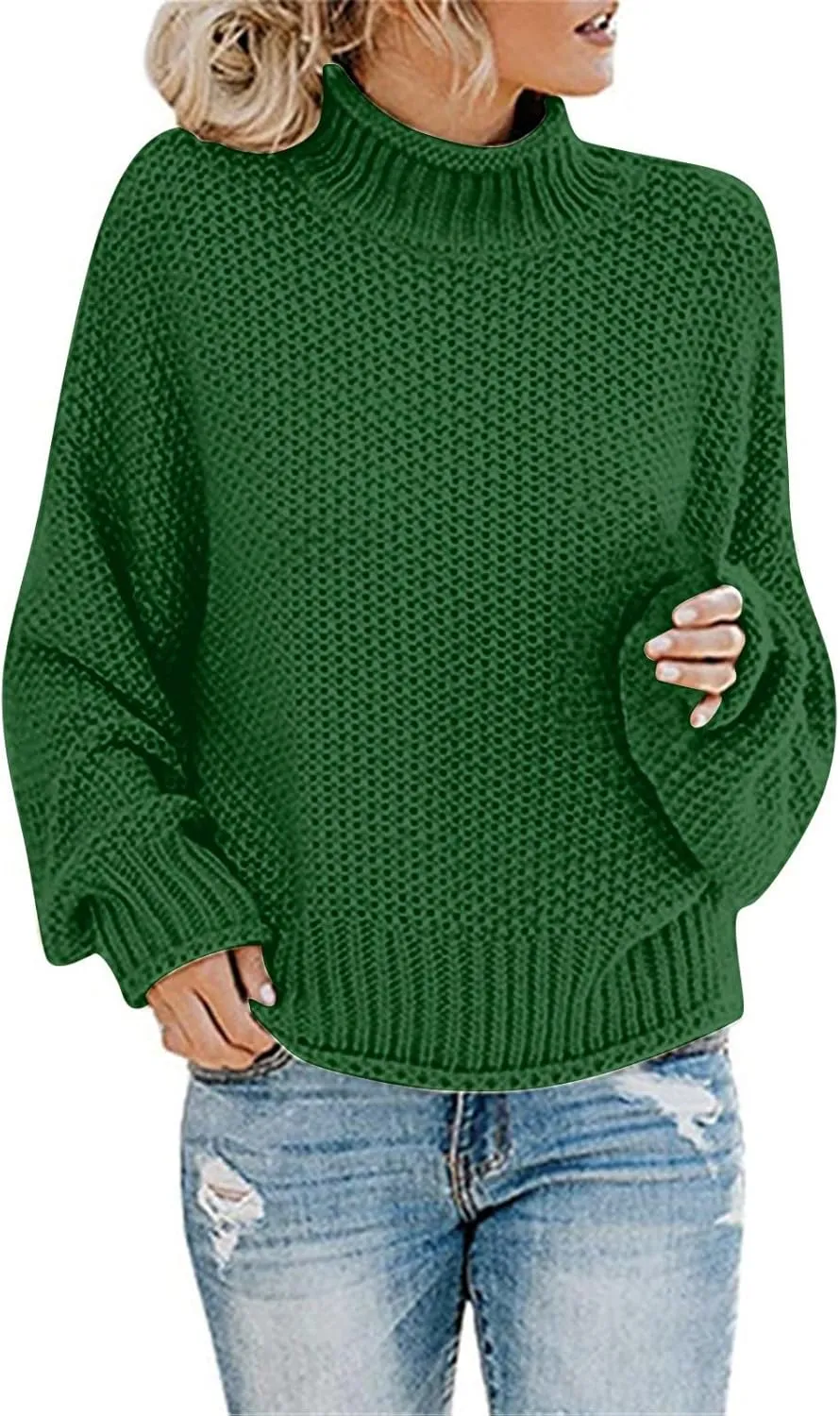 Sweaters for Women 2024 Trendy Plus Size Cable Knit Turtleneck Sweater Casual Fall Winter Long Sleeve Pullover Tops